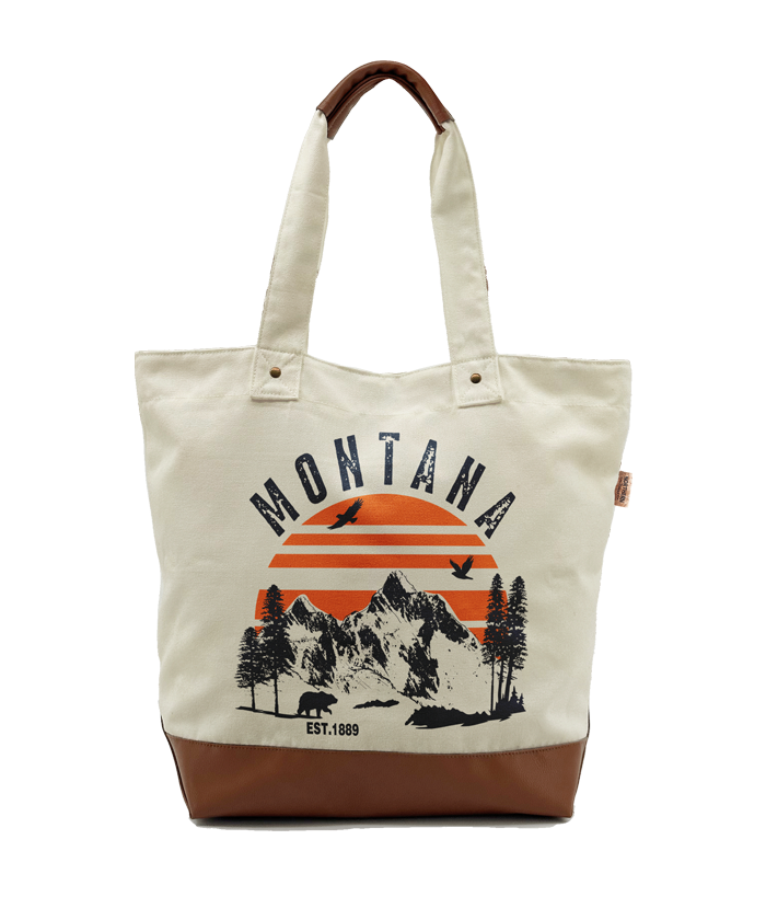 Montana Mountain Sunset Canvas Tote Bag