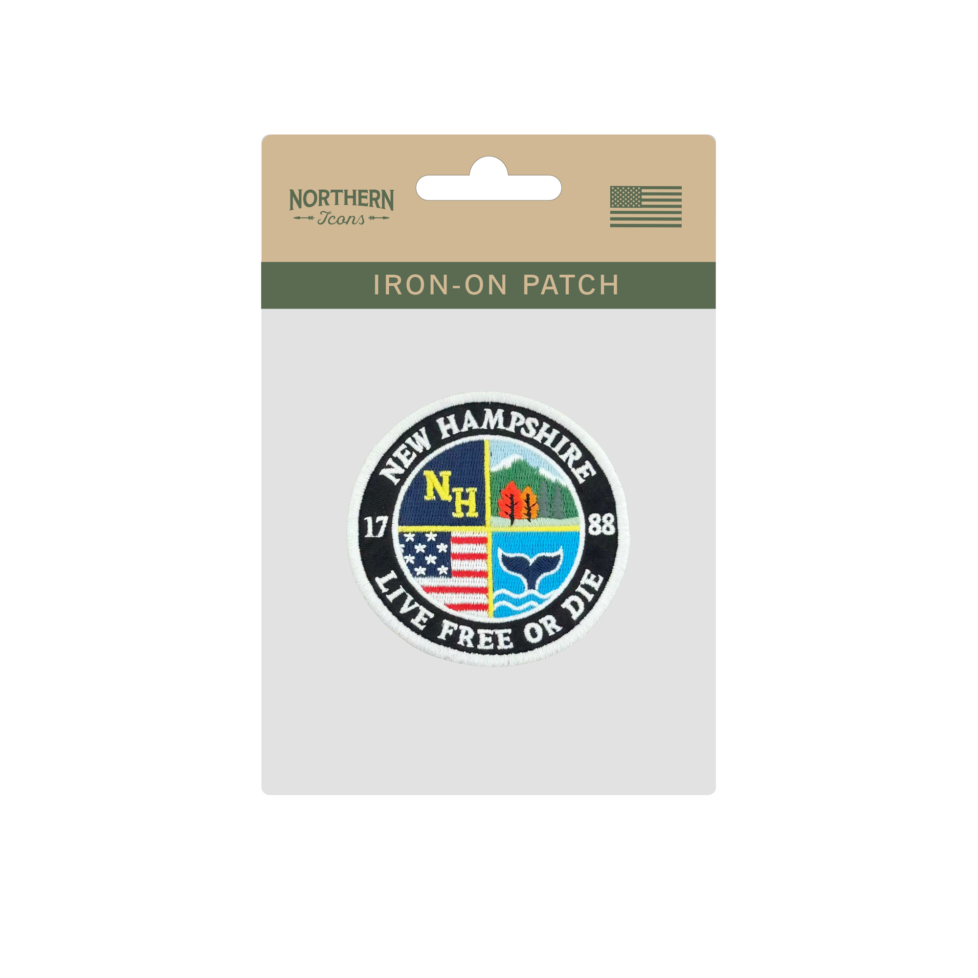 New Hampshire Embroidered Patch – Live Free or Die Round Badge