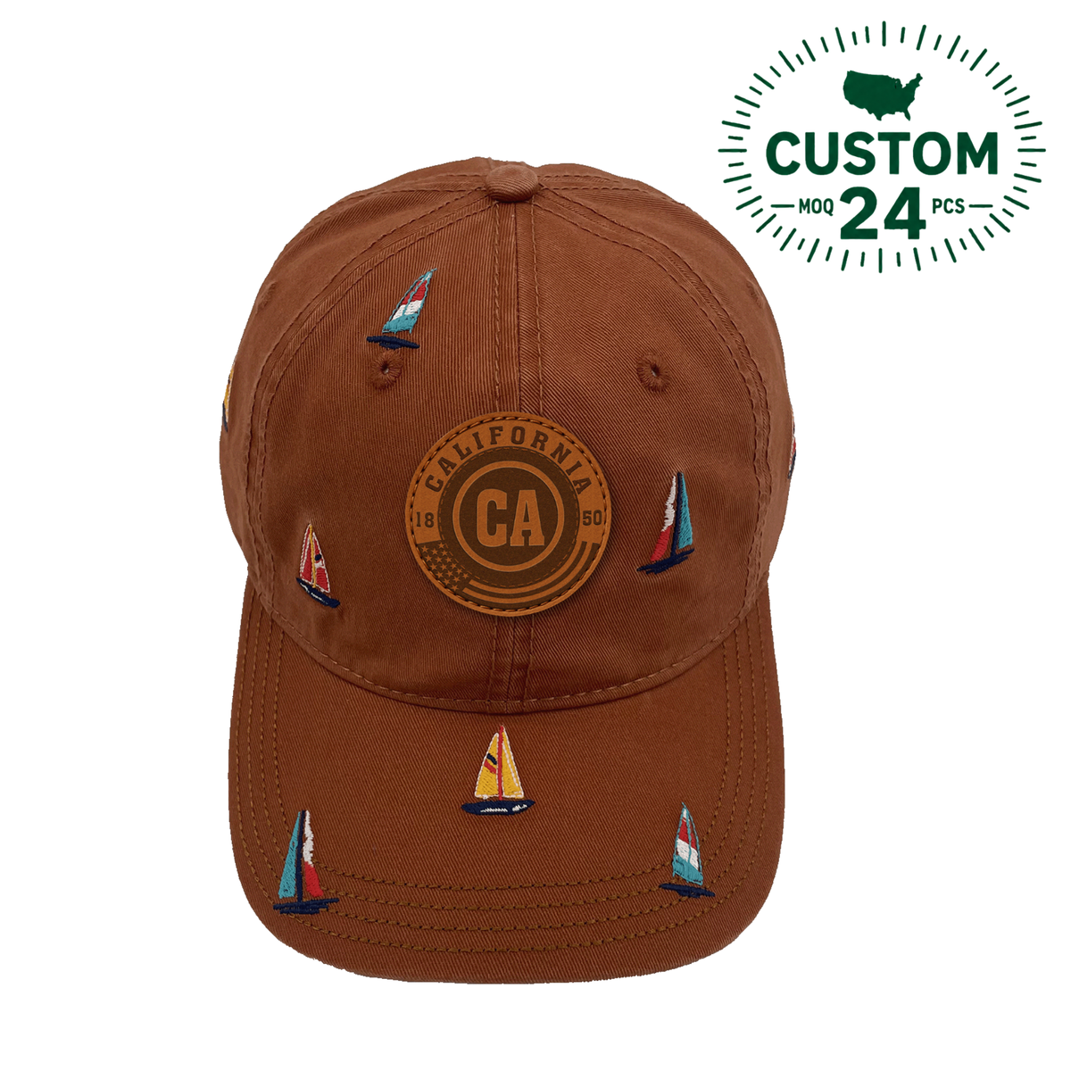 California Sailboat Embroidered Baseball Cap Nautical Coastal Adventure Hat for Travelers