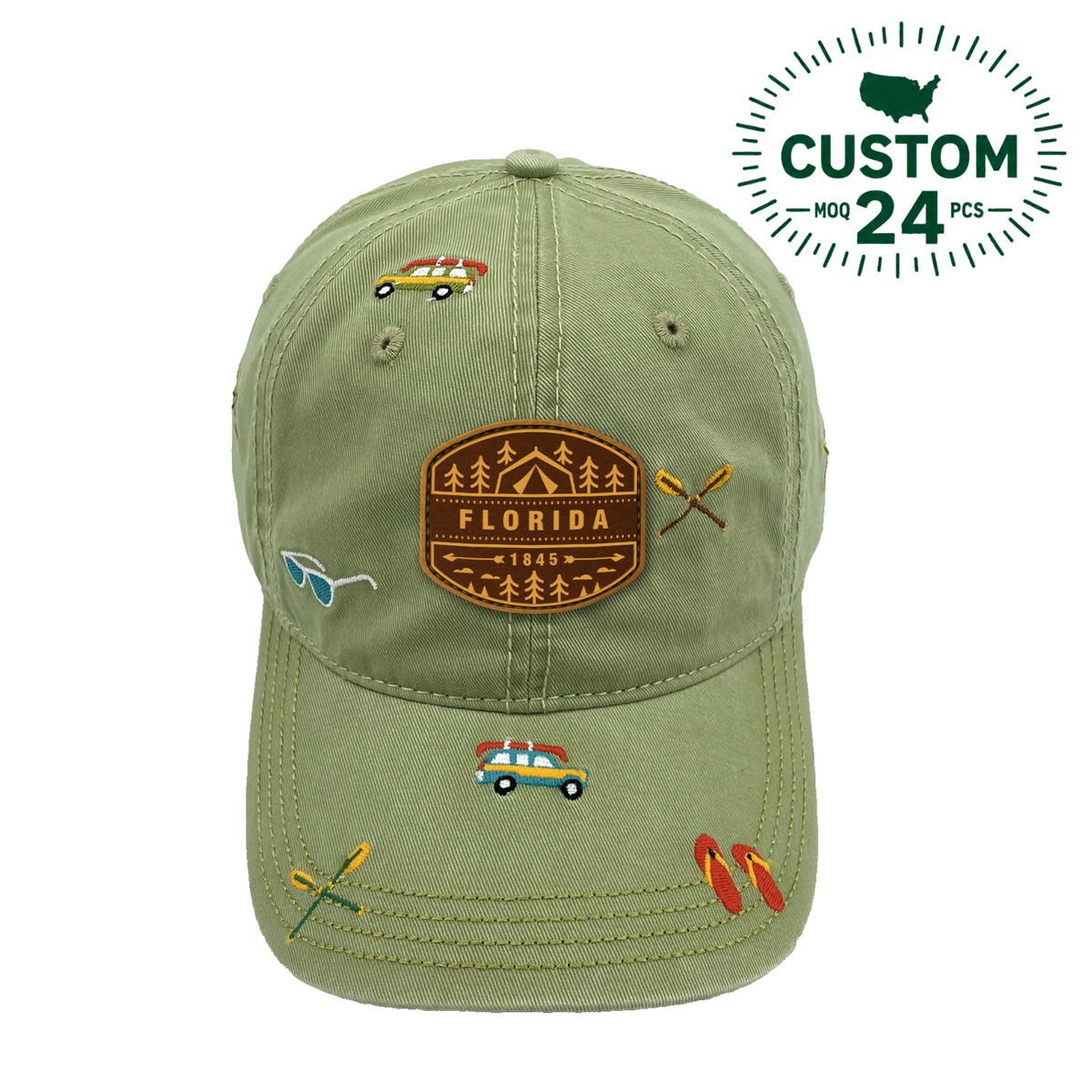 Florida Adventure Baseball Cap Embroidered Outdoor Road Trip Travel Hat for Sunshine Lovers