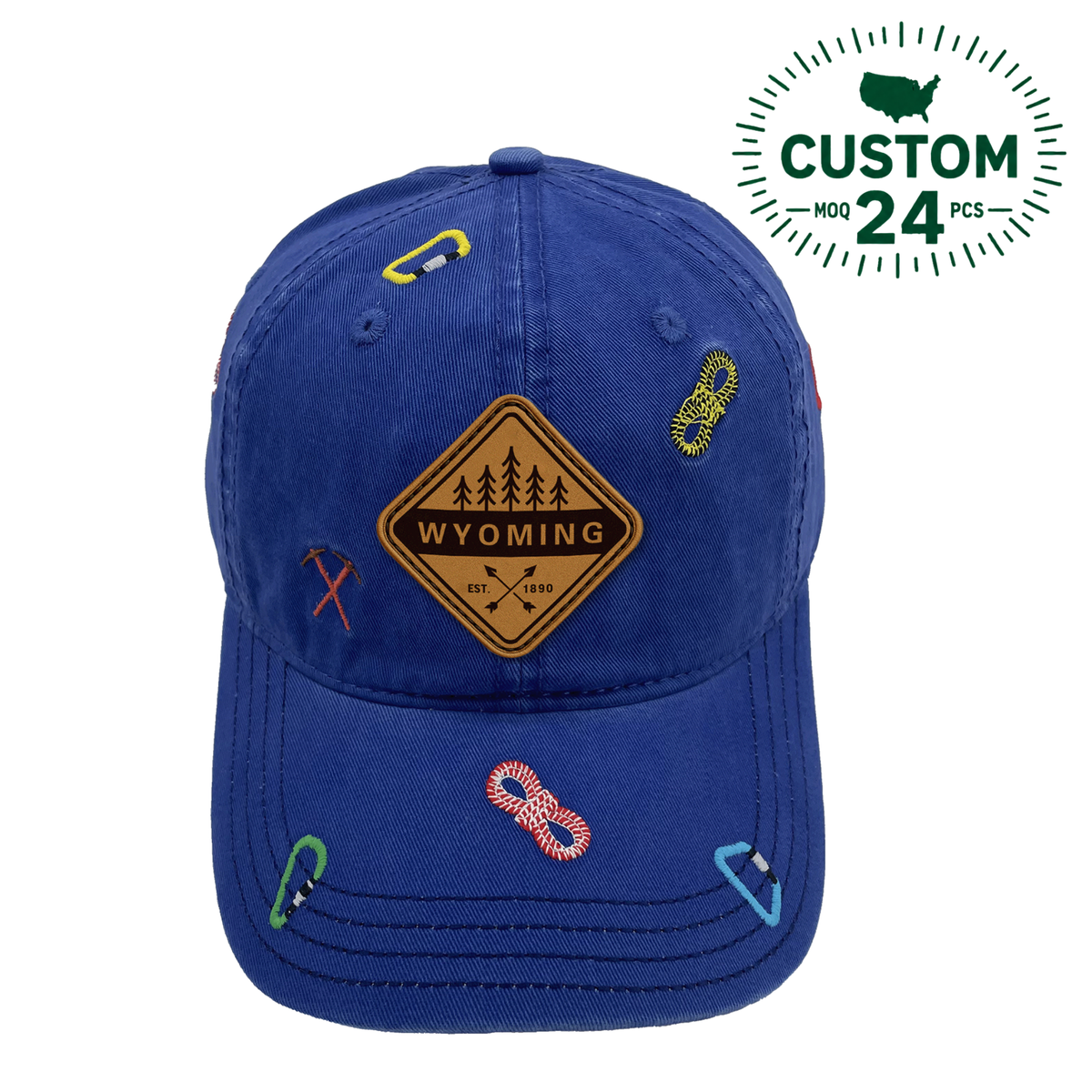 Wyoming Baseball Cap Outdoor Hiking Adventure Hat Adjustable Souvenir Travel Gift Embroidered Design