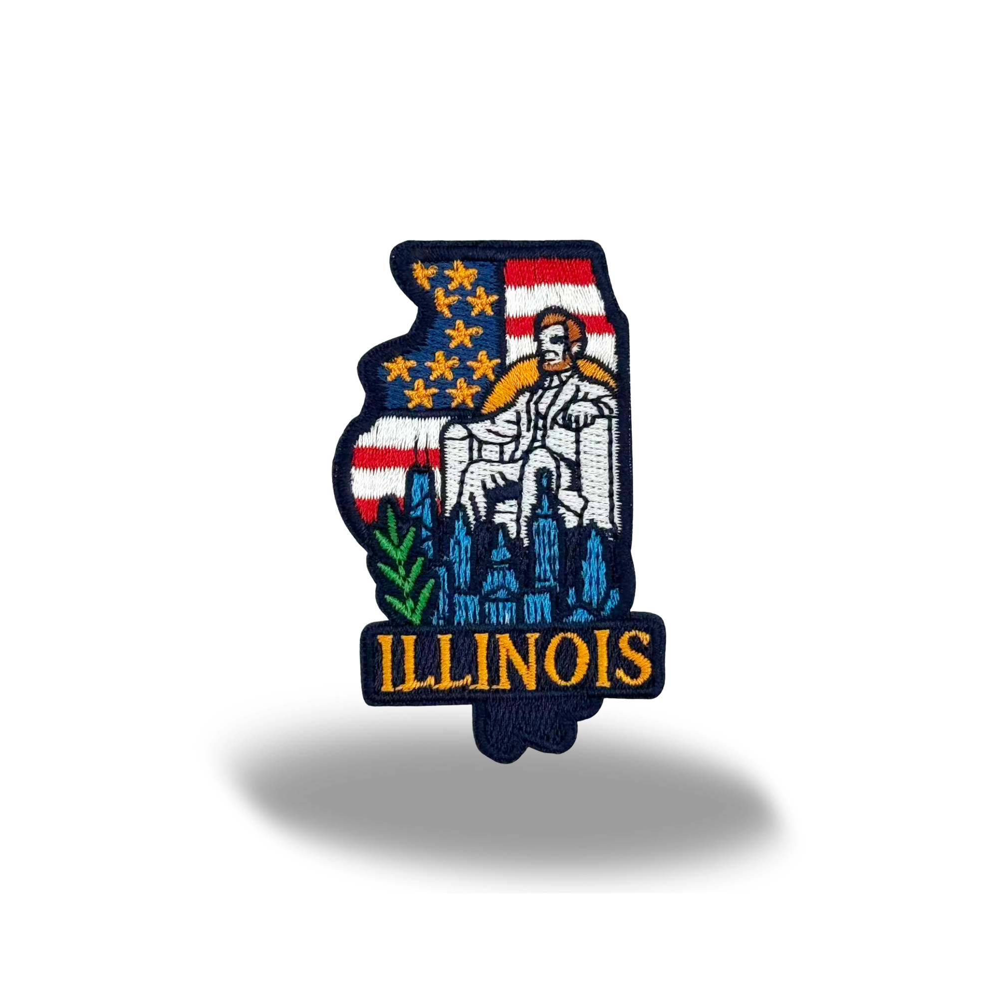 Illinois State Embroidered Patch – Lincoln & Skyline Design