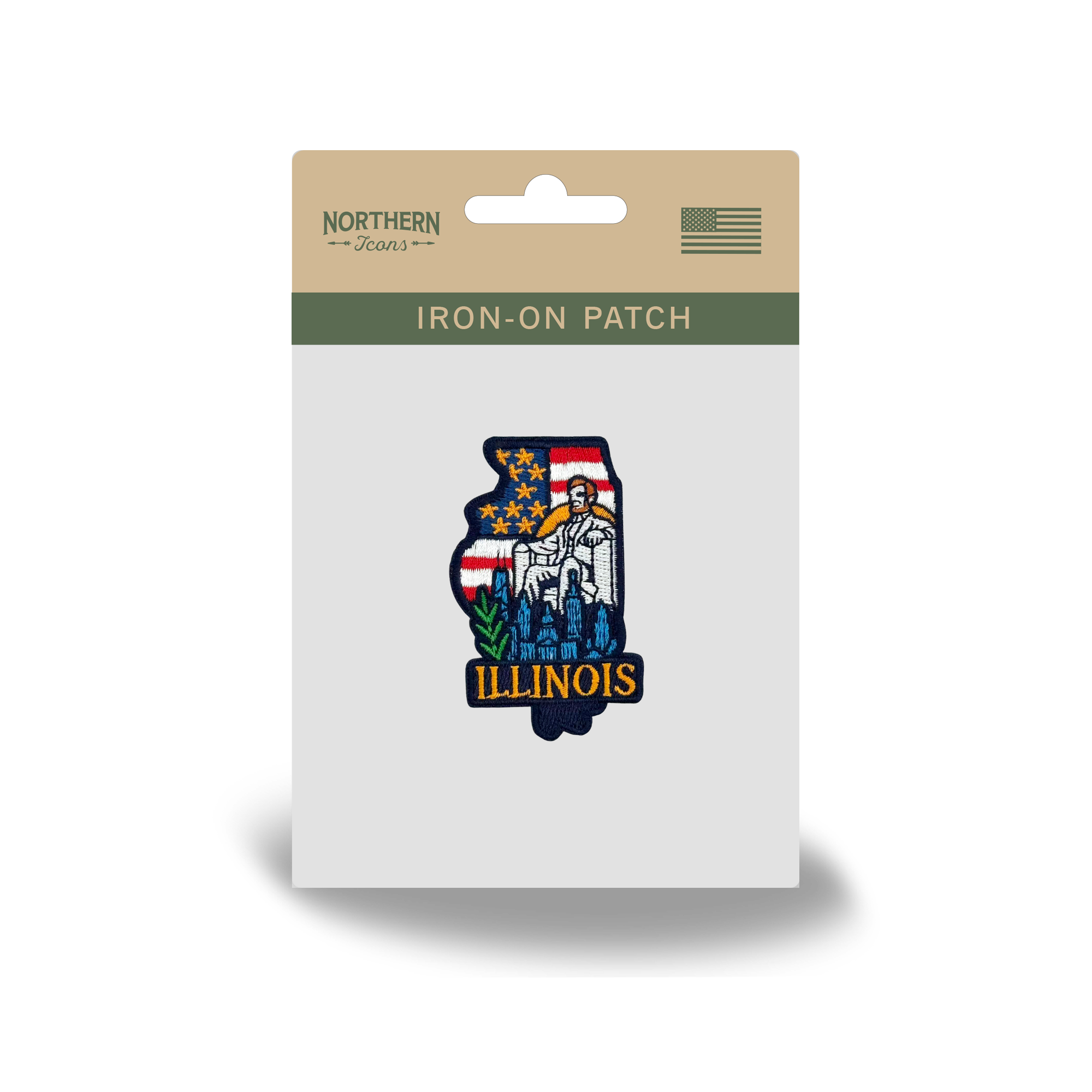 Illinois State Embroidered Patch – Lincoln & Skyline Design