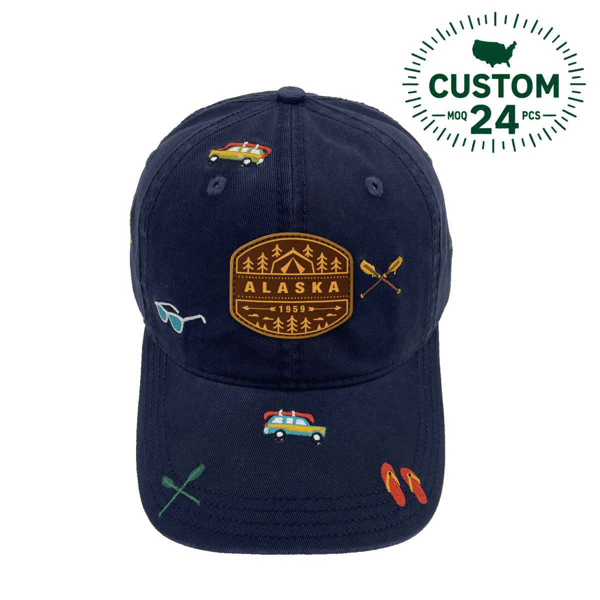Alaska Adventure Baseball Cap Outdoor Embroidered Camping & Canoeing Hat for Travelers