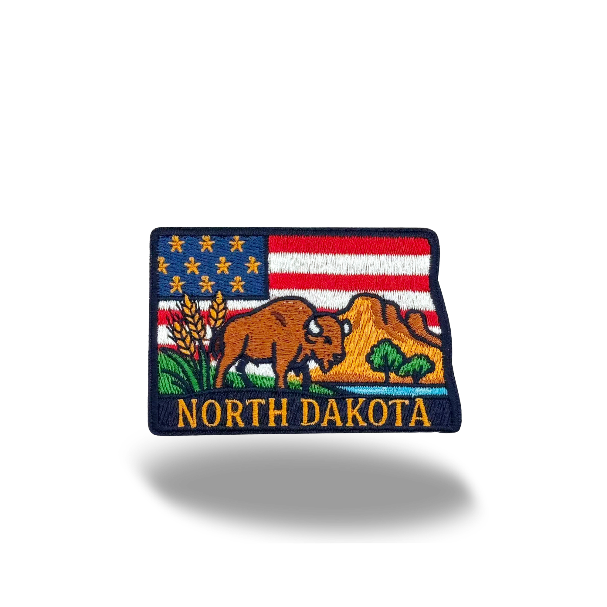 North Dakota State Embroidered Patch with Bison Prairie Landscape Travel Souvenir Badge