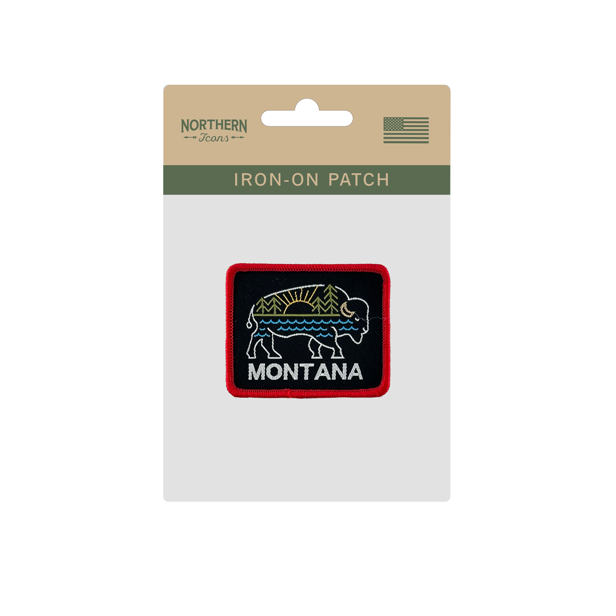 Montana Bison Landscape Embroidered Iron-On Patch