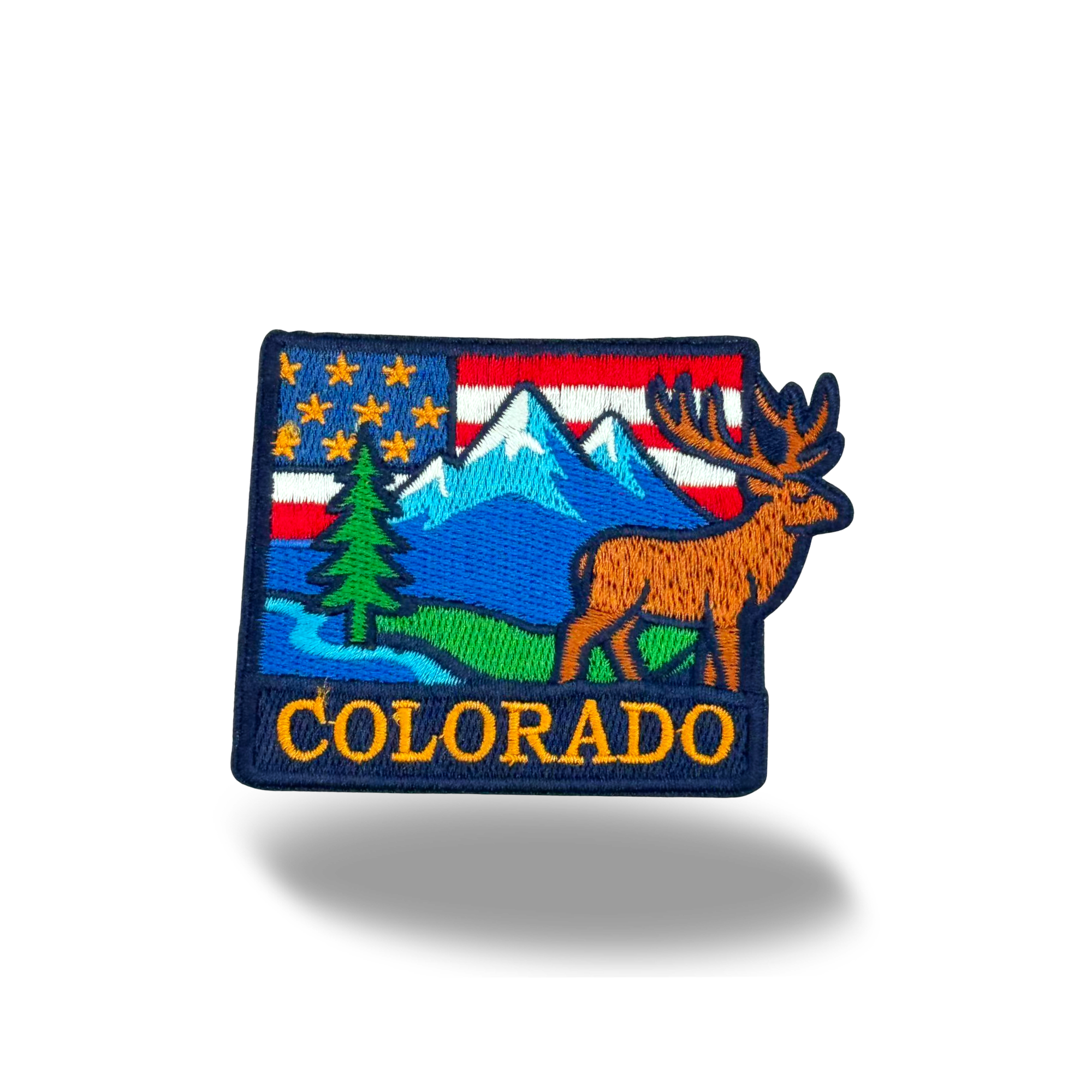 Colorado State Embroidered Patch with Mountain Elk Landscape Outdoor Travel Souvenir Badge