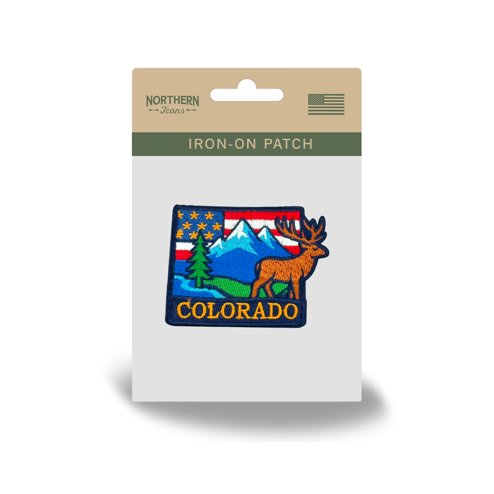 Colorado State Embroidered Patch with Mountain Elk Landscape Outdoor Travel Souvenir Badge