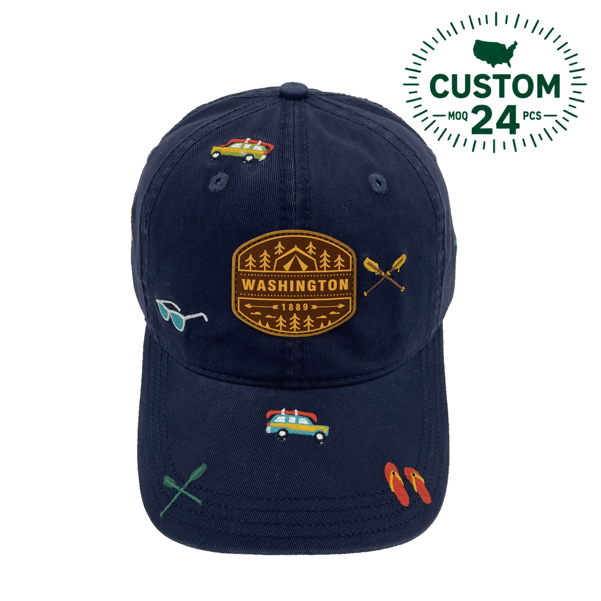 Washington Adventure Baseball Cap Outdoor Embroidered Camping & Canoeing Design Hat for Travelers