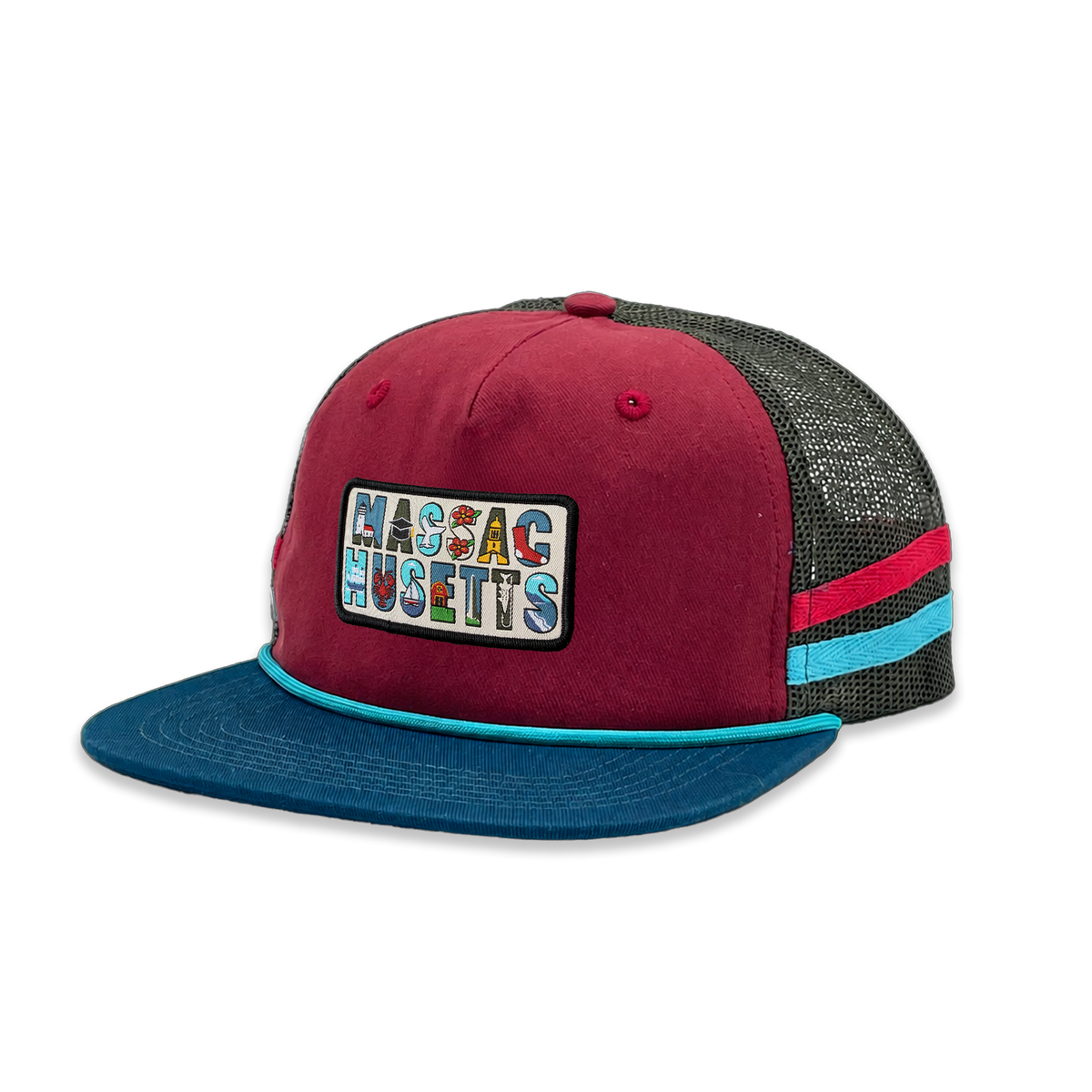 Massachusetts Side Stripe Baseball Cap | Heritage Mesh Back Outdoor Hat