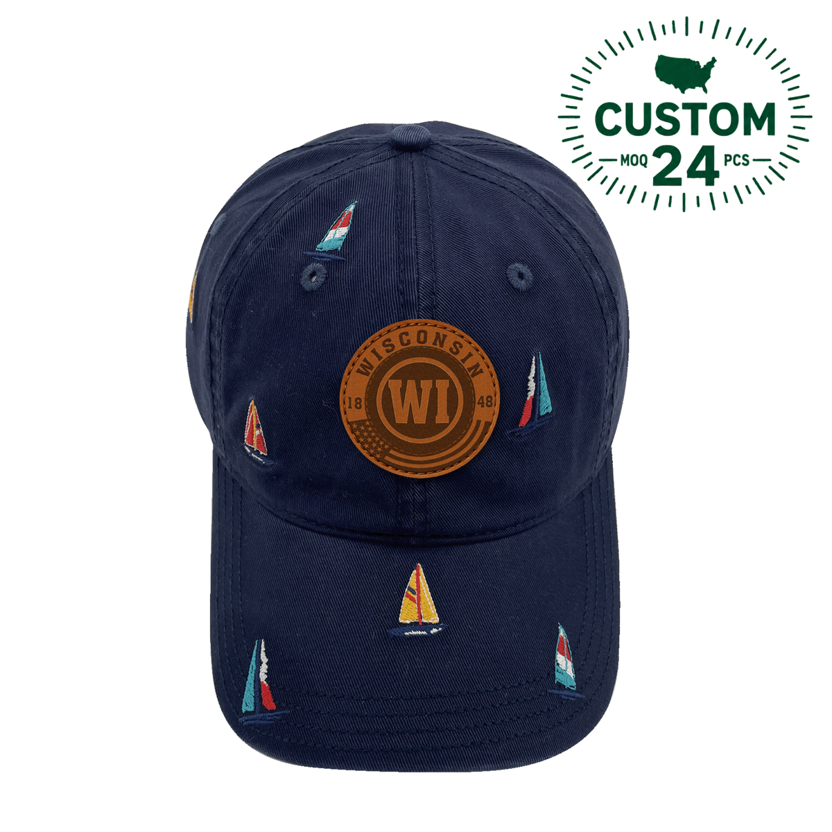 Wisconsin Sailing Baseball Cap Outdoor Embroidered Lake Boat Hat for Travel & Adventure
