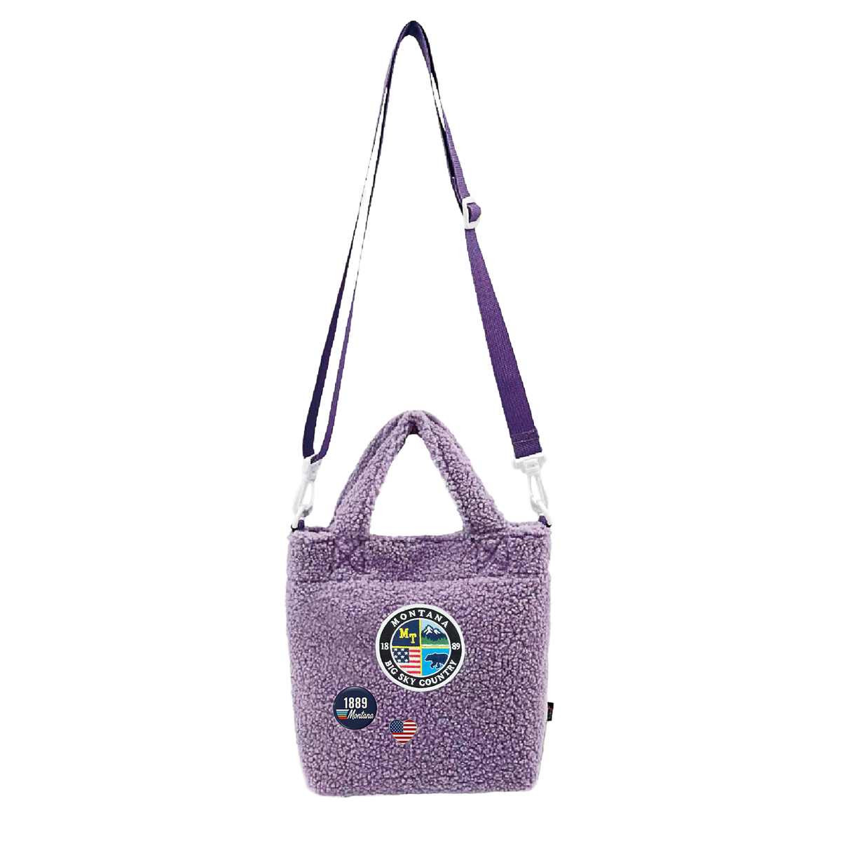 Montana Big Sky Sherpa Mini Tote Bag - Cozy Crossbody Travel Carry Bag
