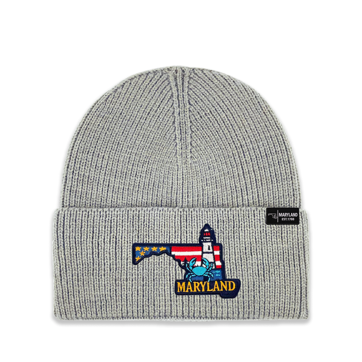 Maryland State Patch Beanie – Embroidered Cuffed Knit Hat
