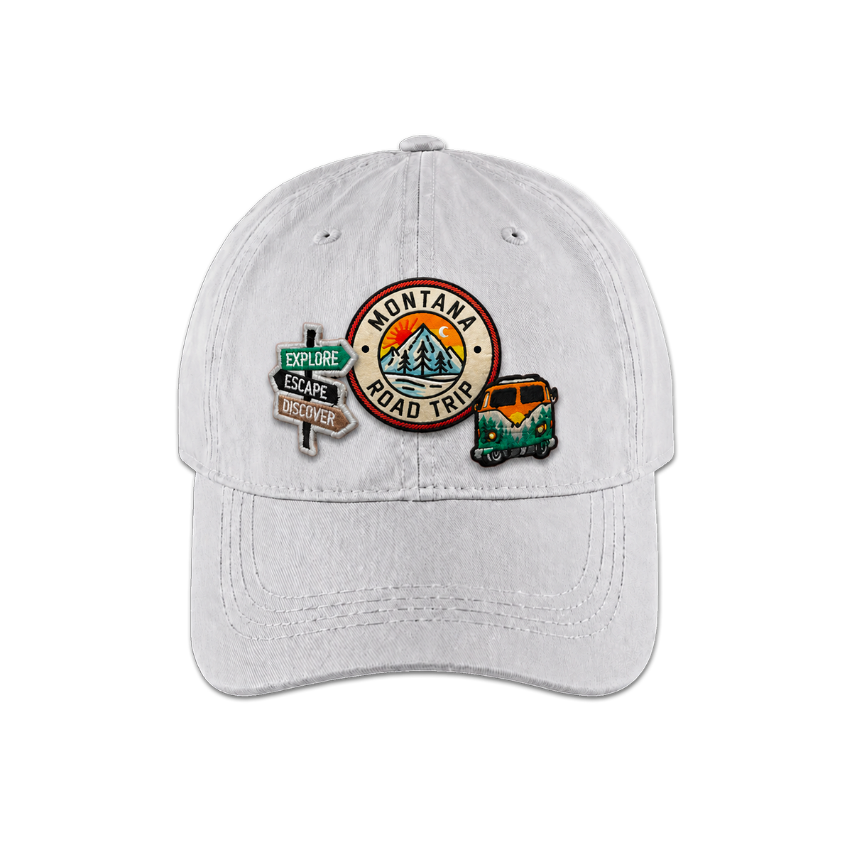 Montana Triple Patches Embroidery Cap | Vintage Washed Outdoor Adventure Style