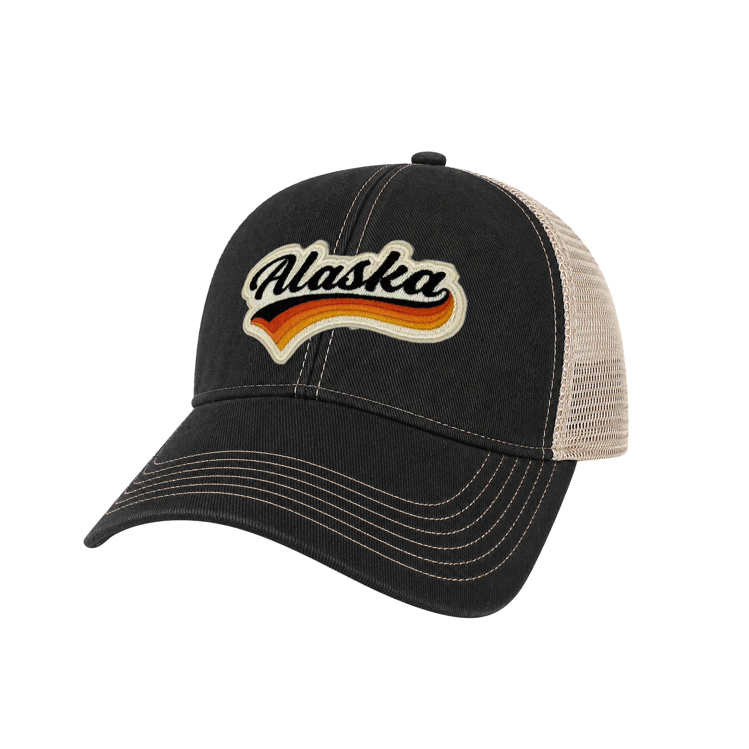 Alaska Vintage Dirty Washed Trucker Hat – Retro State Patch Mesh Snapback Baseball Cap