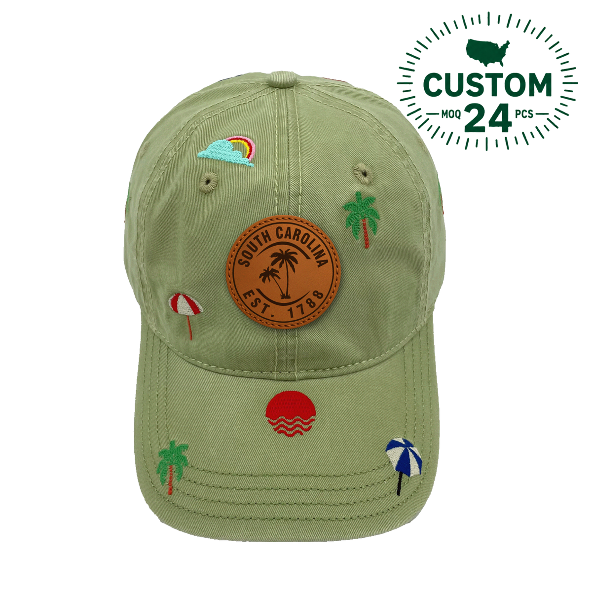 South Carolina Embroidery Baseball Cap Vacation Beach Hat for Ocean and Sunshine Lovers