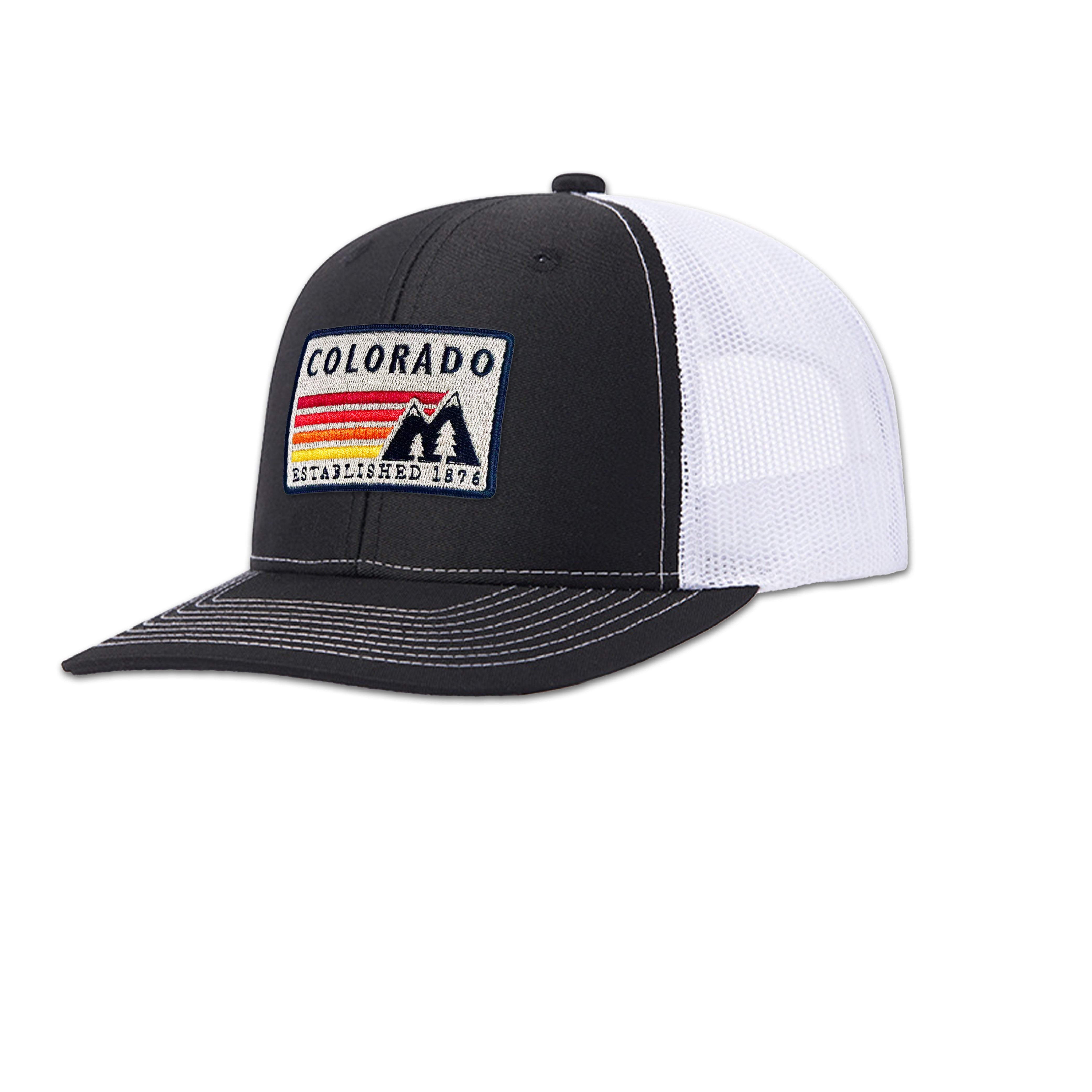 Colorado Mountain Embroidered Patch Trucker Hat Vintage Outdoor Cap