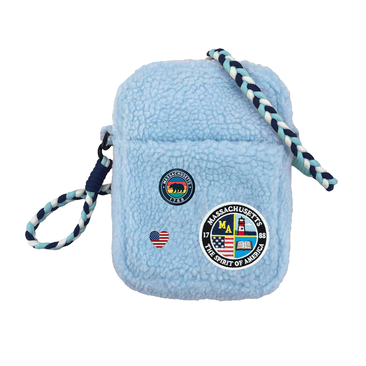 Massachusetts Sherpa Mini Crossbody Bag | Cozy Travel Shoulder Bag