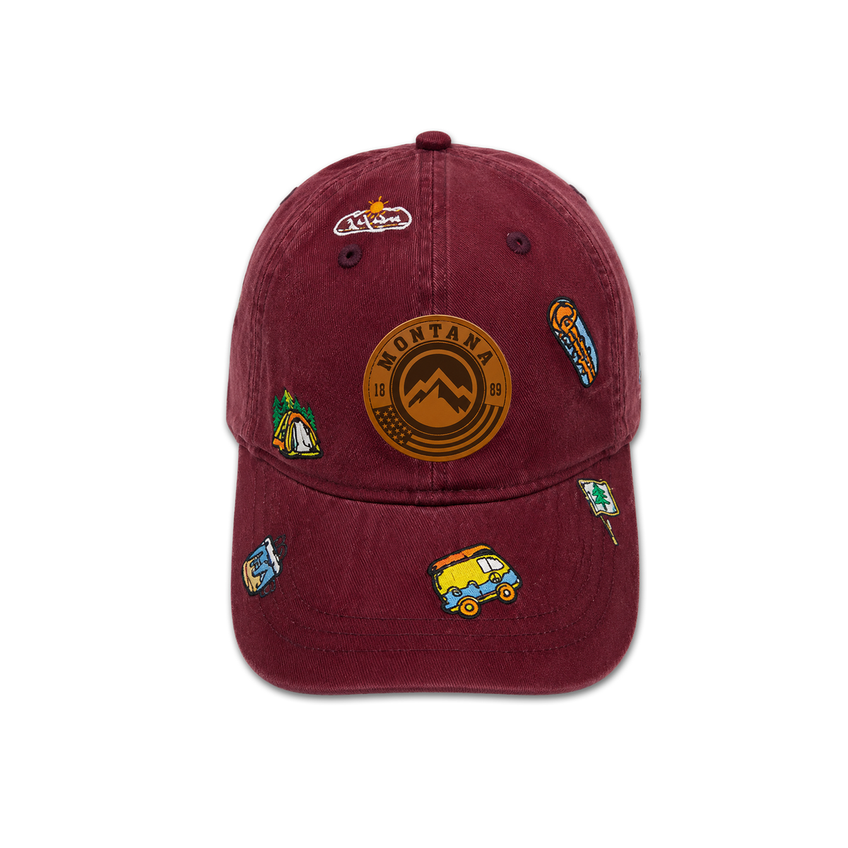 Montana Camping Adventure All Over Embroidered Baseball Cap