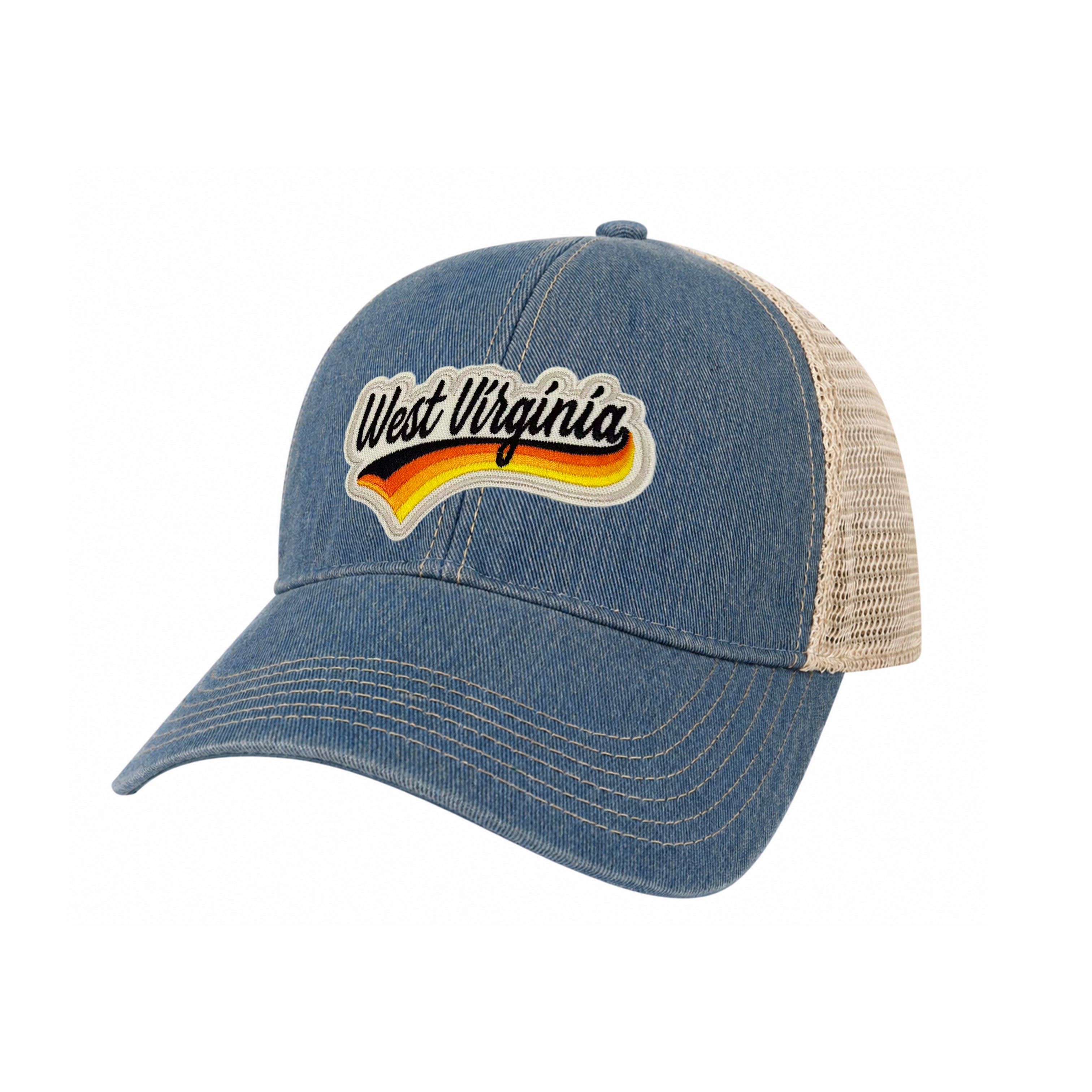 West Virginia Vintage Patch Trucker Cap | Cotton Mesh Snapback Souvenir Hat