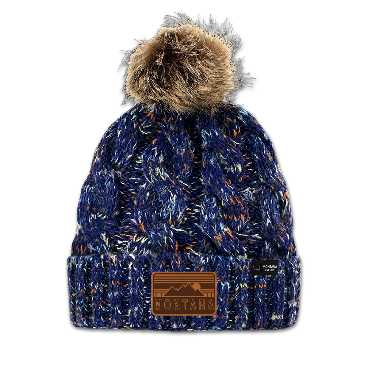 Montana Galaxy Pom Knit Beanie - Fleece Lined Winter Hat