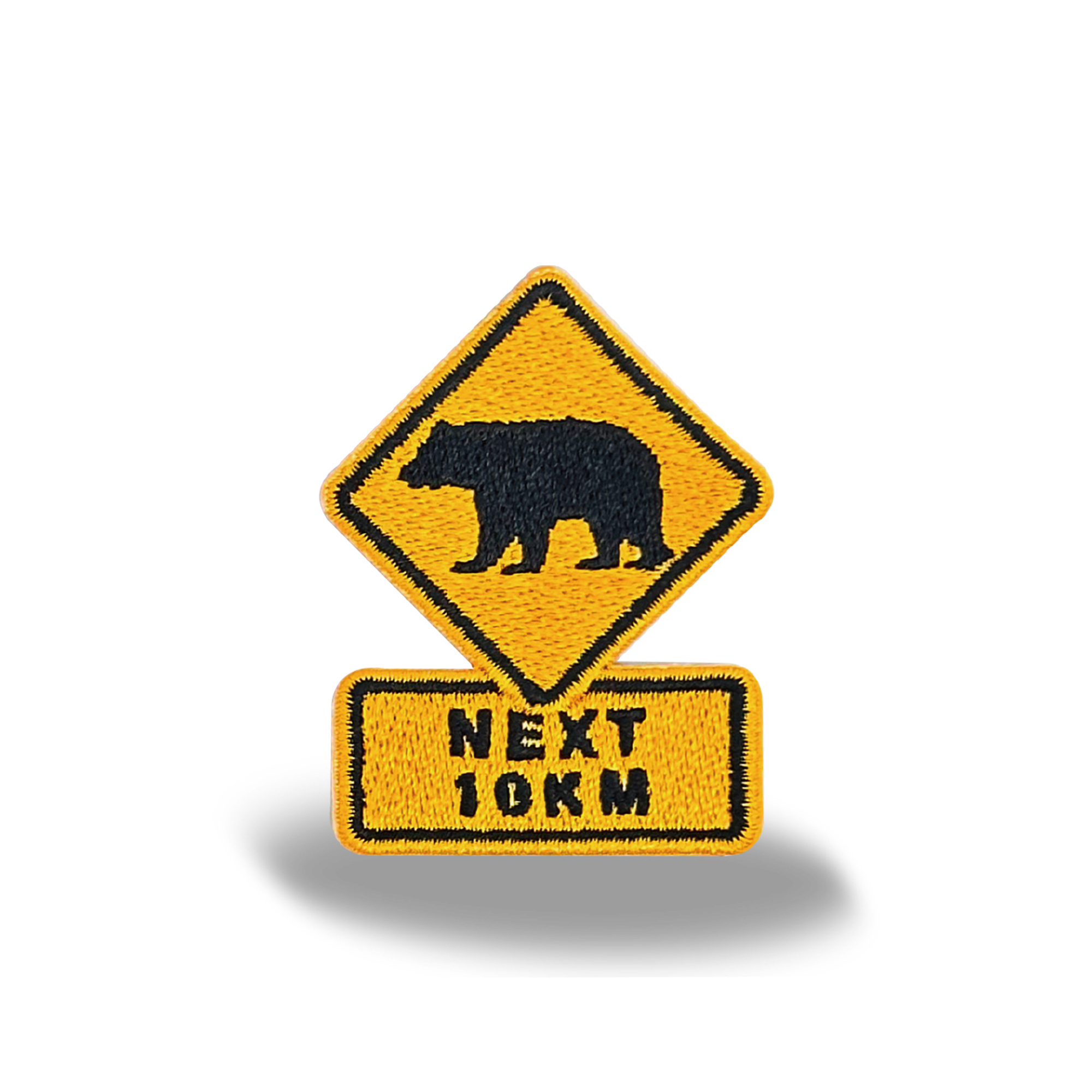 Bear Crossing Road Sign Iron On Embroidery Patch