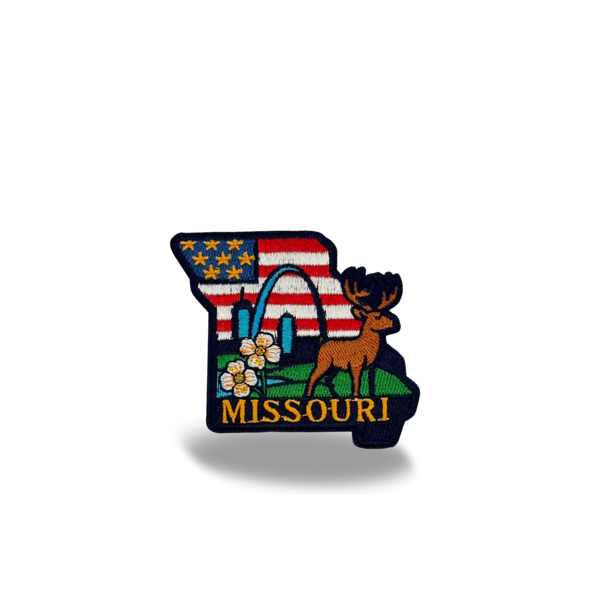 Missouri Arch Deer Embroidered Patch Iron On State Souvenir Badge