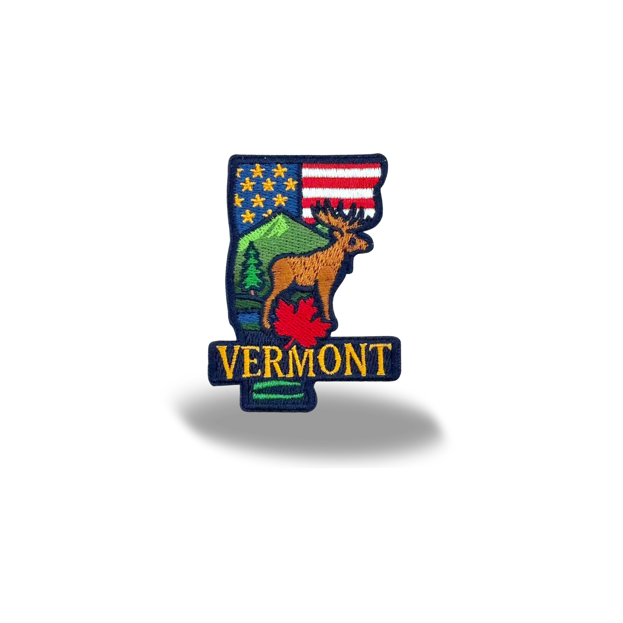 Vermont Moose Mountain Embroidered Patch with Maple Leaf Outdoor Travel Souvenir