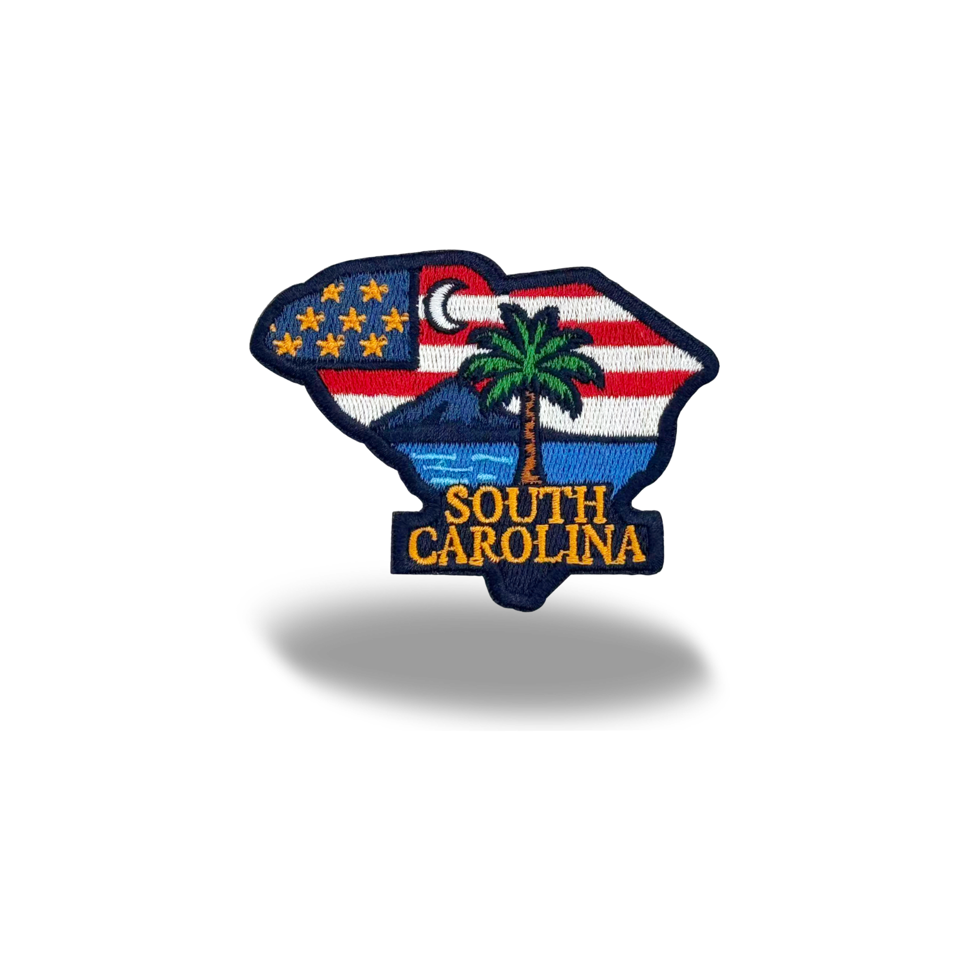South Carolina Embroidered State Patch with Palmetto Tree Coastal Landscape Travel Souvenir