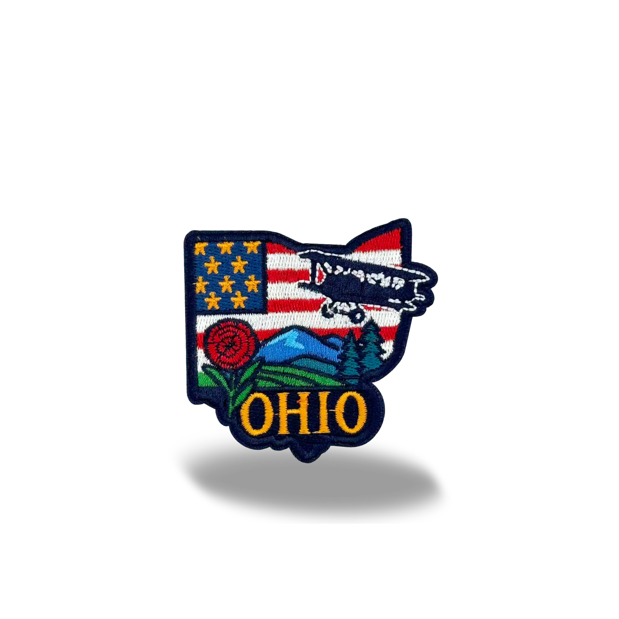 Ohio Aviation Embroidered Patch, Vintage Airplane State Travel Souvenir Badge