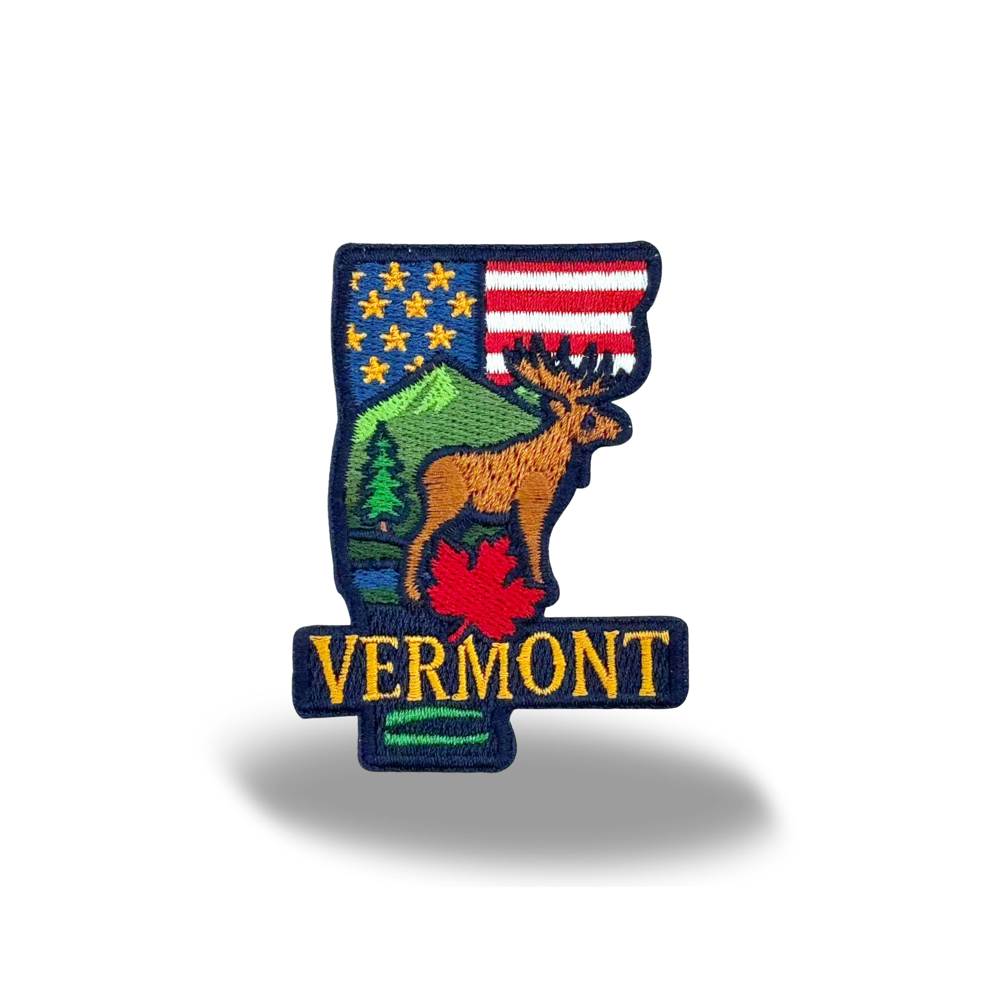 Vermont Moose Mountain Embroidered Patch with Maple Leaf Outdoor Travel Souvenir