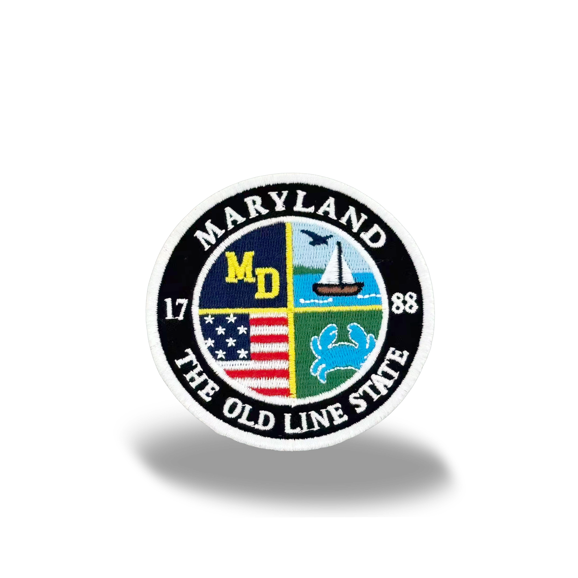 Maryland Old Line State Embroidered Patch Round State Heritage Sailboat Crab Badge