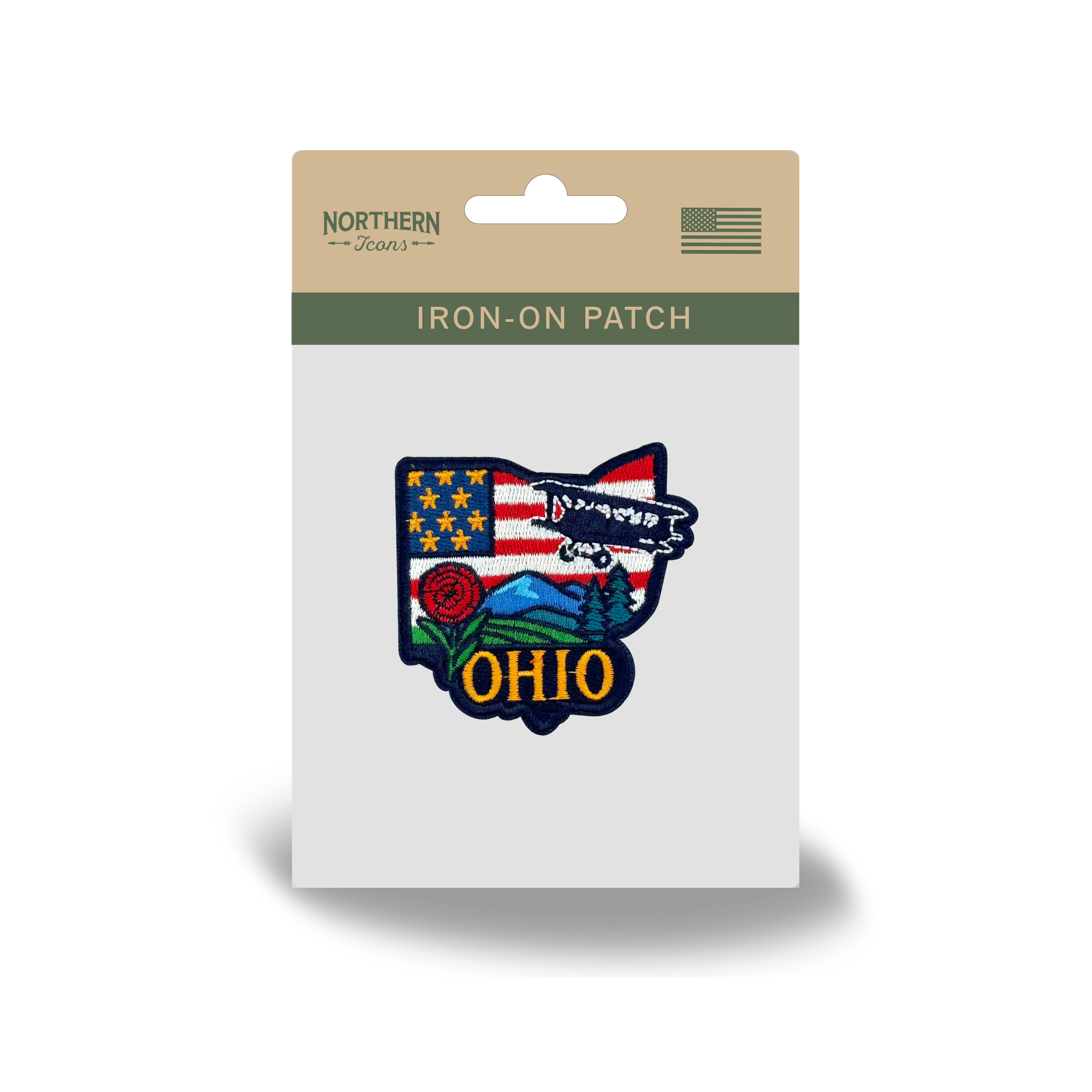 Ohio Aviation Embroidered Patch, Vintage Airplane State Travel Souvenir Badge