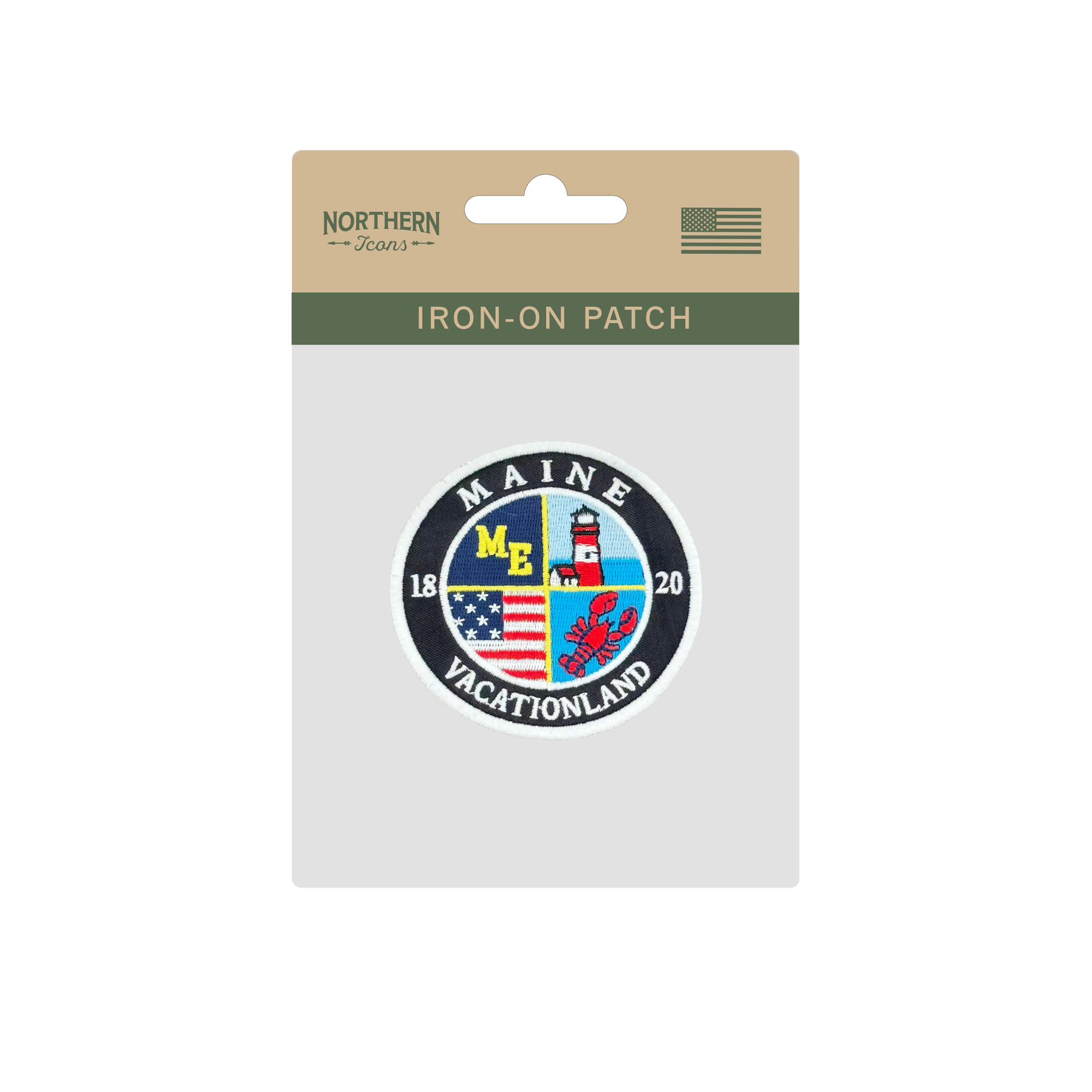 Maine Vacationland Embroidered Patch Coastal Lighthouse Lobster State Souvenir Badge