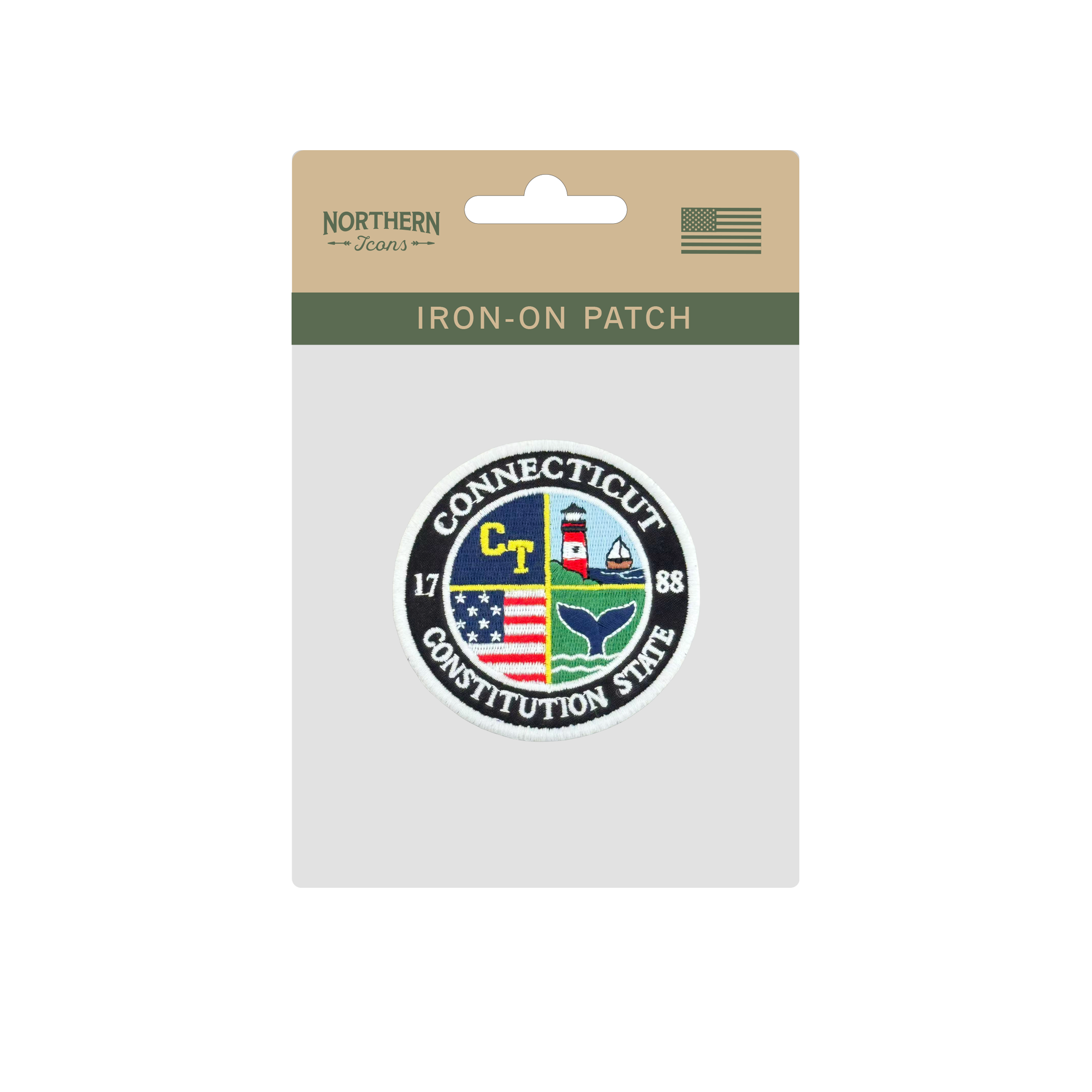 Connecticut Constitution State Embroidered Patch Lighthouse Whale Sailboat Travel Souvenir Badge