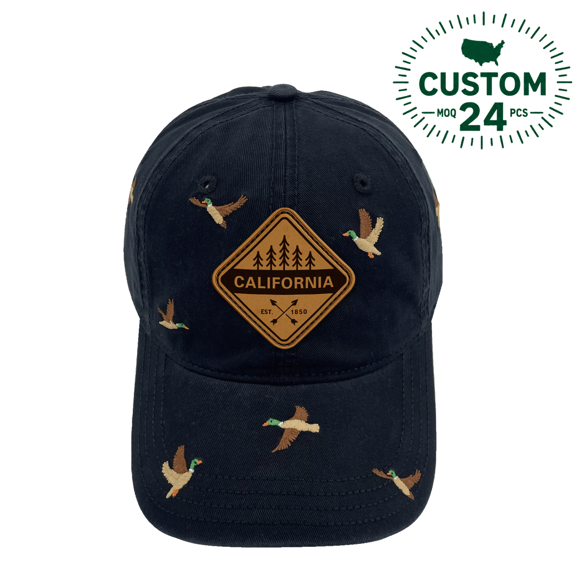 California Duck Embroidery Baseball Cap Outdoor Adventure Hat for Nature Lovers