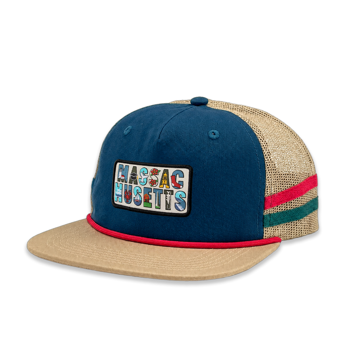 Massachusetts Side Stripe Baseball Cap | Heritage Mesh Back Outdoor Hat