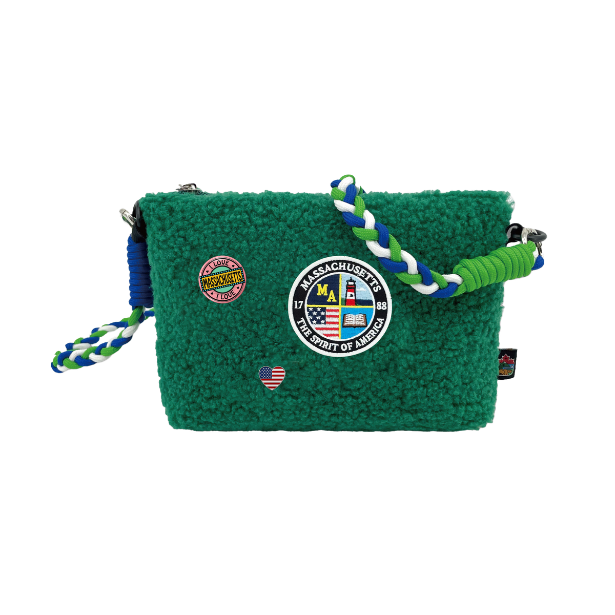 Massachusetts Sherpa Wallet Sling Bag | Cozy Mini Crossbody Travel Bag