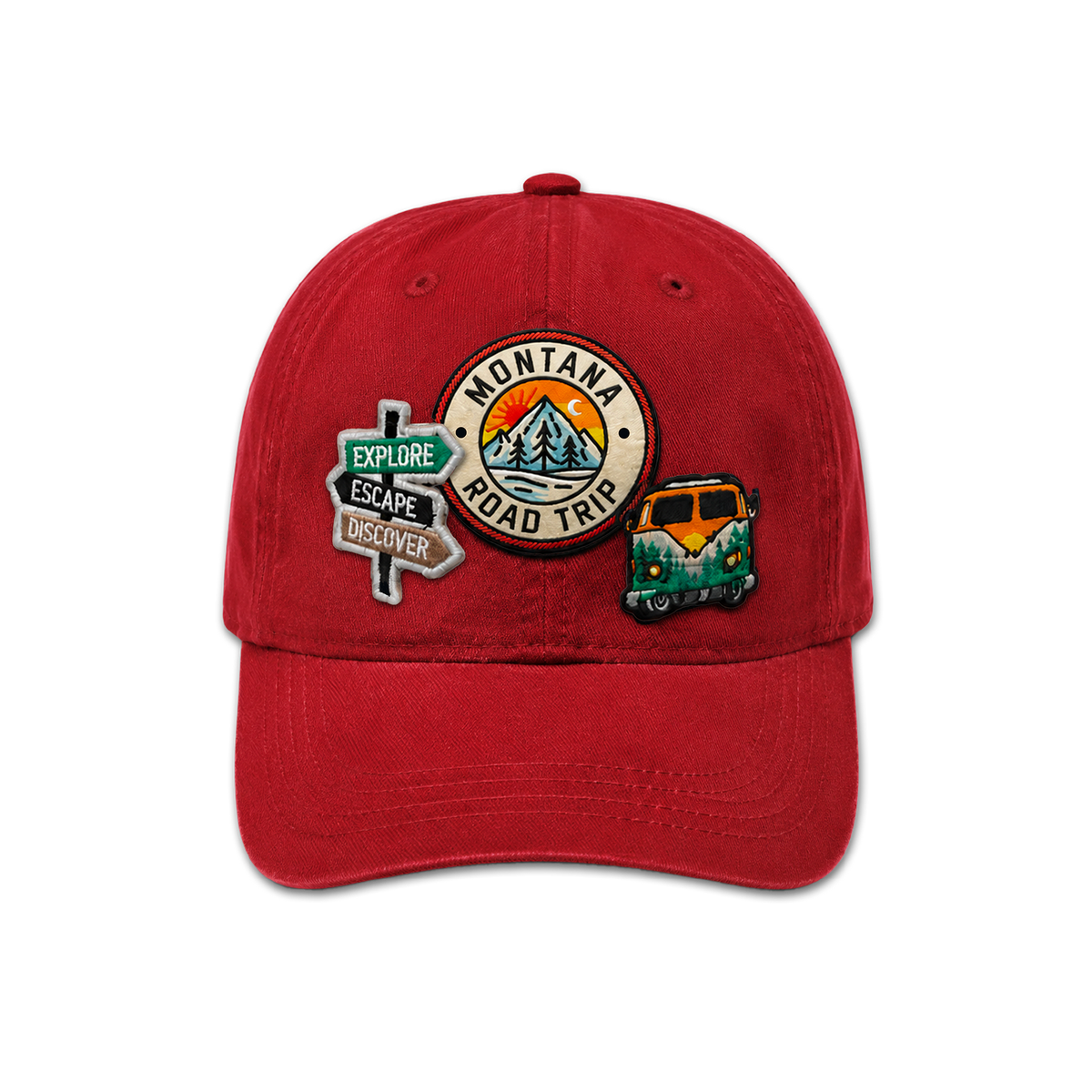 Montana Triple Patches Embroidery Cap | Vintage Washed Outdoor Adventure Style
