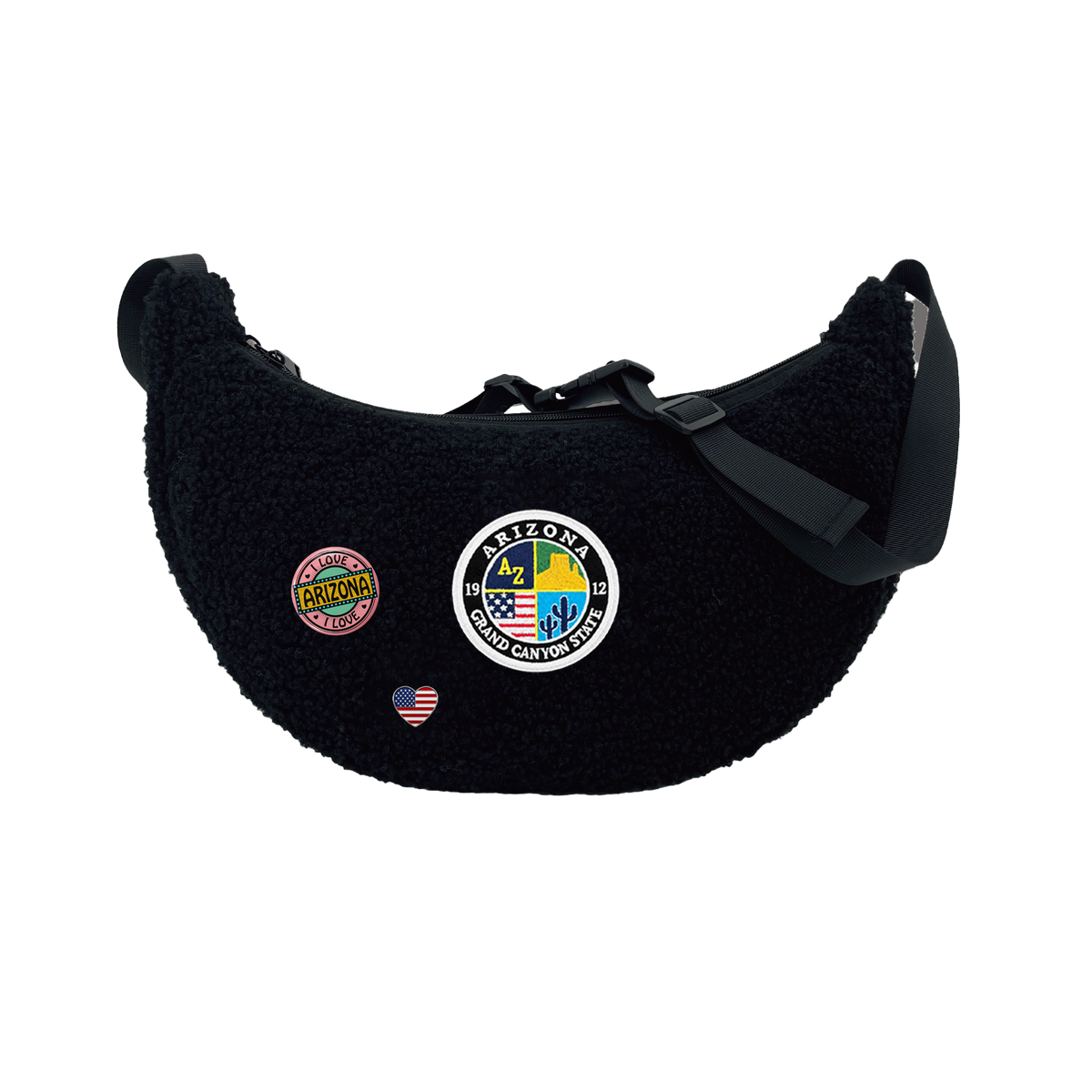Arizona Sherpa Round Shoulder Bag | Cozy Fleece Crossbody Bag
