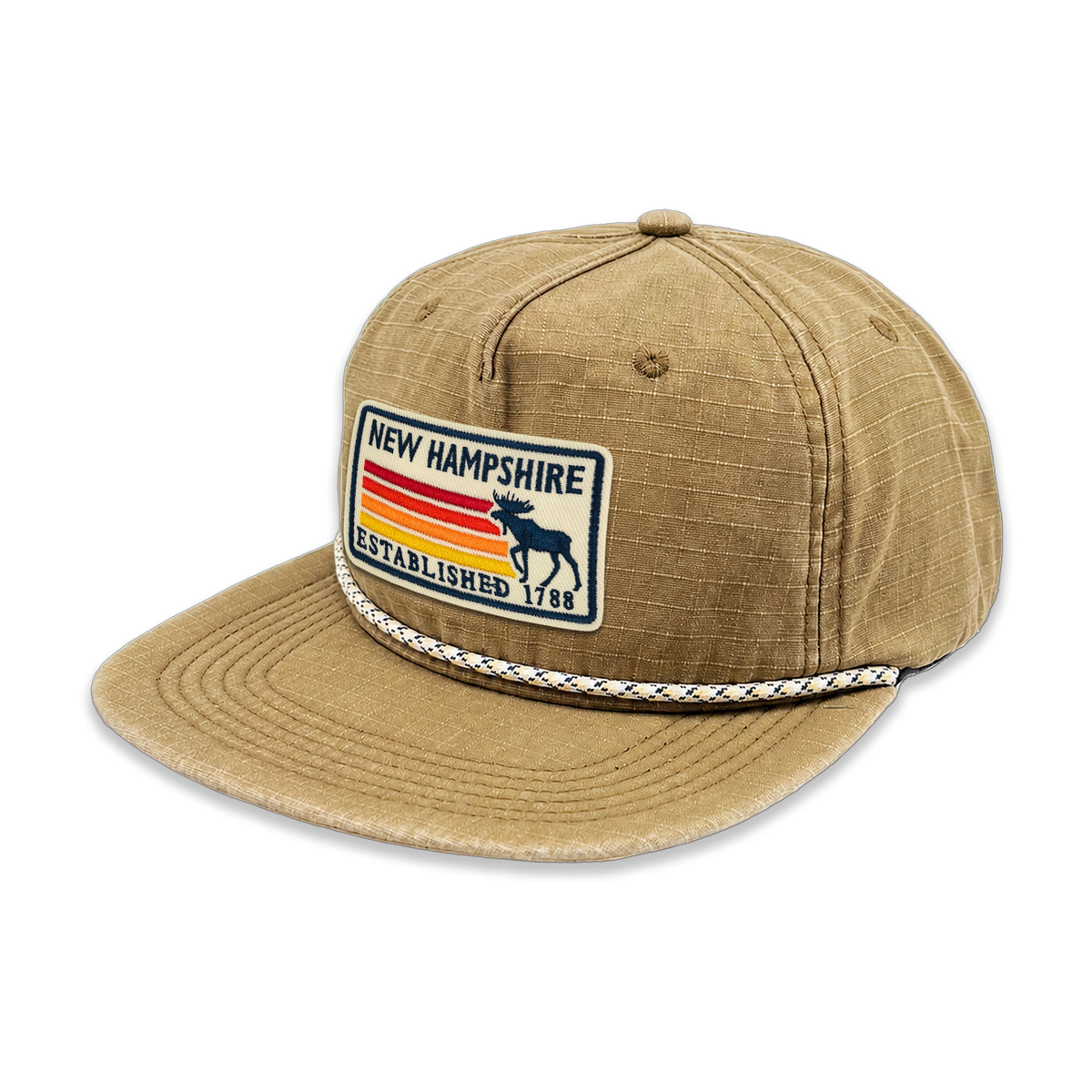 New Hampshire Ripstop Flat Brim Rope Hat | Vintage Outdoor Adventure Hat
