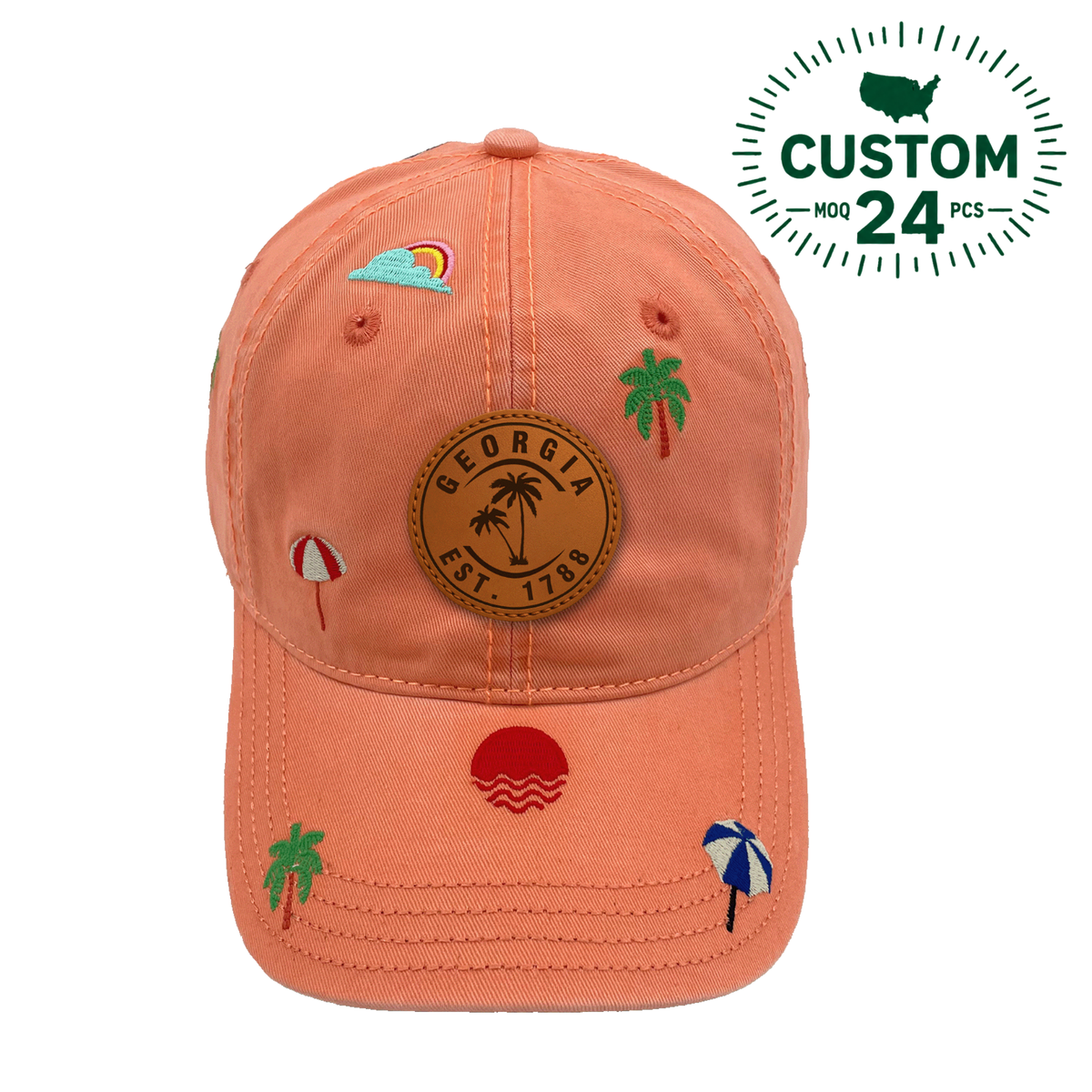 Georgia Embroidery Baseball Cap Vacation Beach Hat for Ocean and Sunshine Lovers