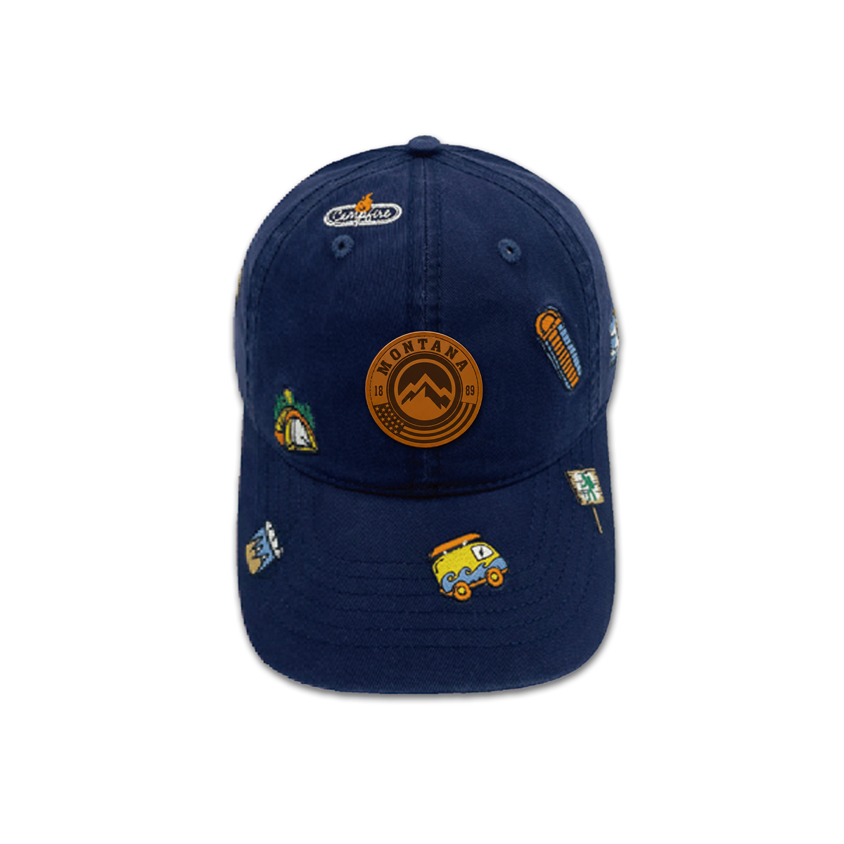 Montana Camping Adventure All Over Embroidered Baseball Cap
