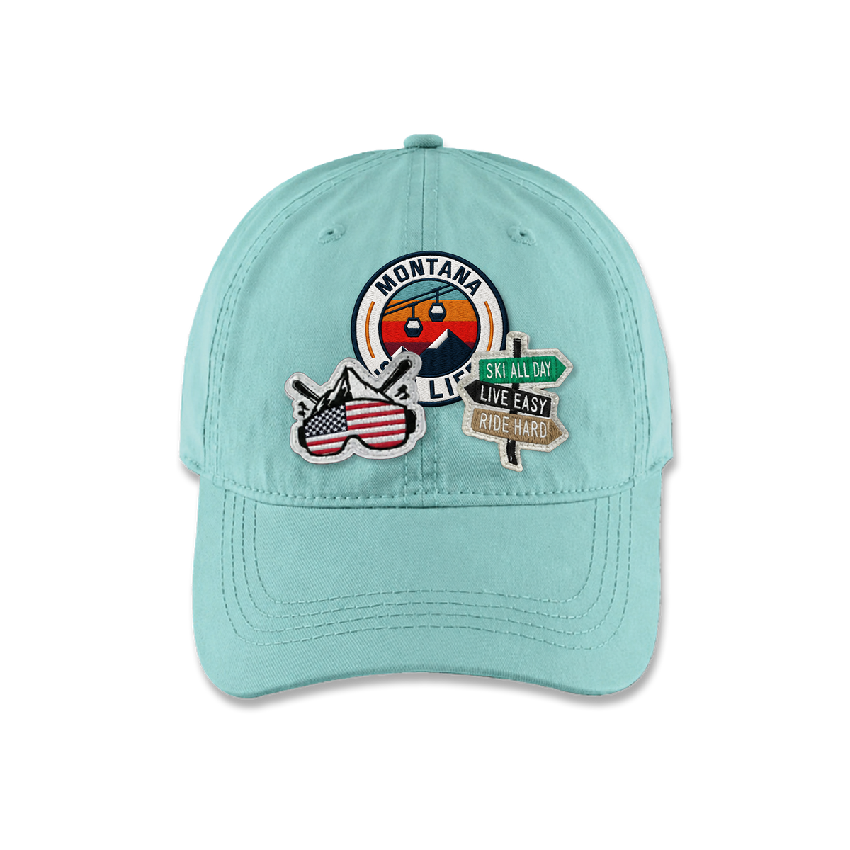 Montana Ski Lifestyle Triple Patches Embroidered Cap