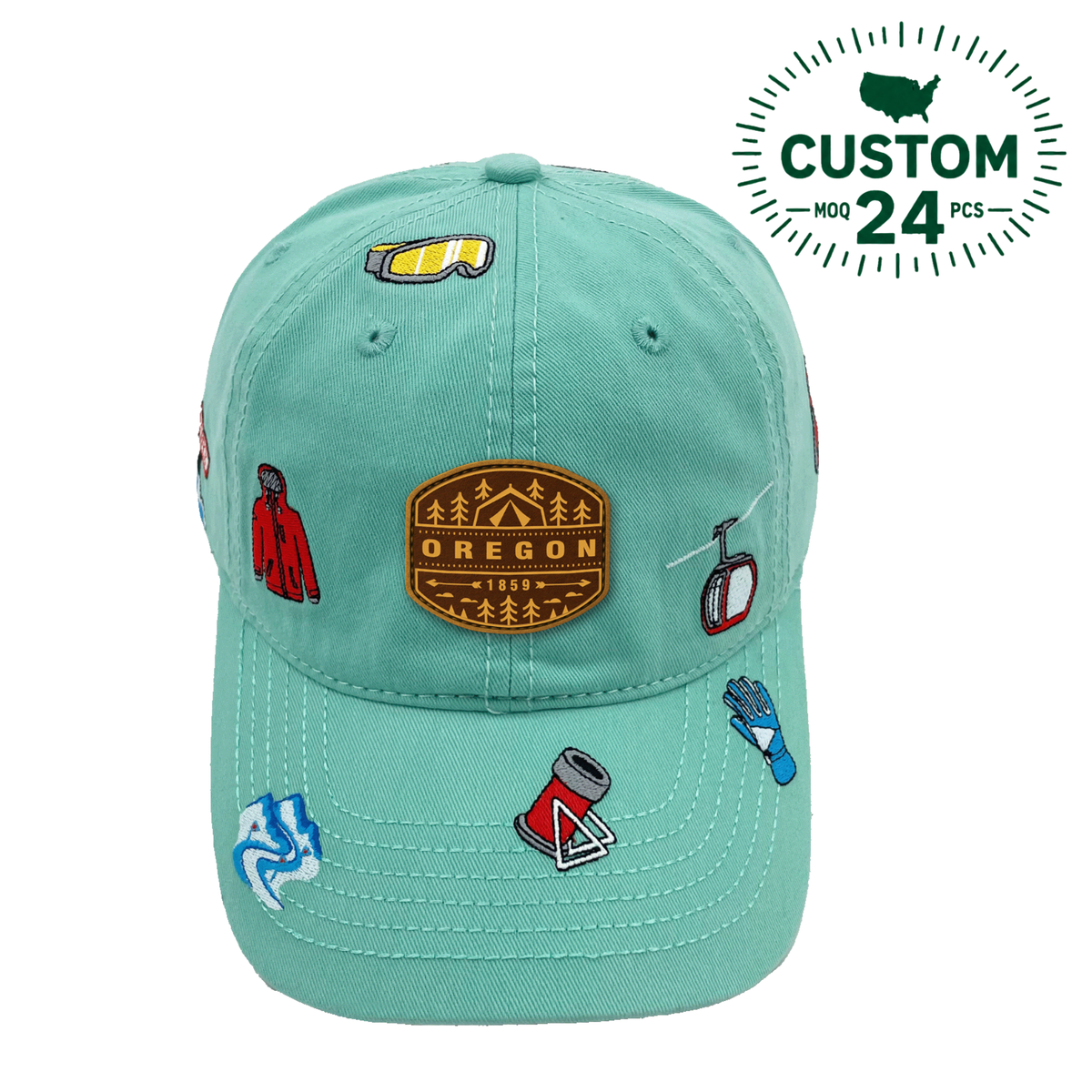 Mt. Hood Oregon Embroidered Baseball Cap | Ski Resort Hiking Adventure Hat