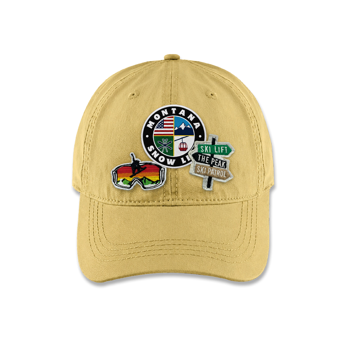 Montana Ski Life Triple Patches Embroidered Cap – Vintage Mountain Adventure Style
