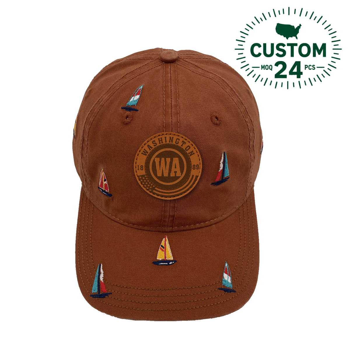 Washington Sailing Baseball Cap Outdoor Coastal Embroidered Boat Hat for Travel & Leisure