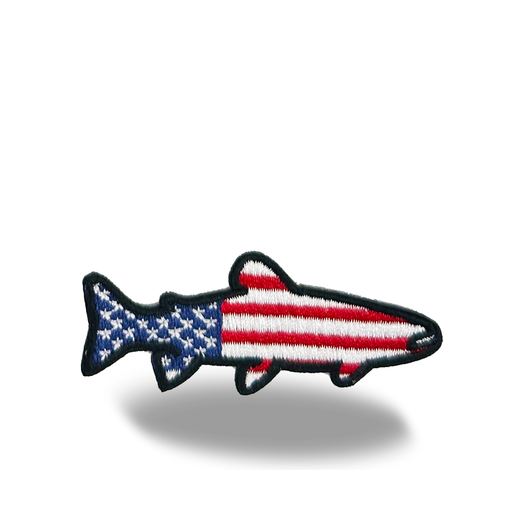 USA Patriotic Fish Iron On Embroidery Patch