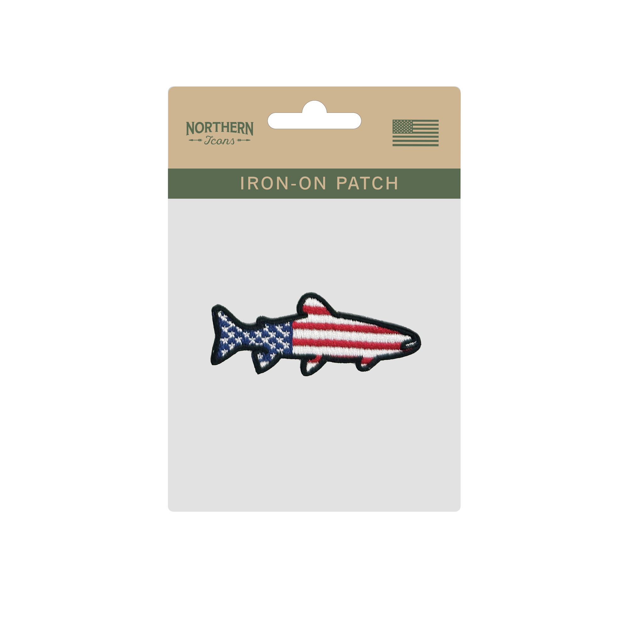 USA Patriotic Fish Iron On Embroidery Patch