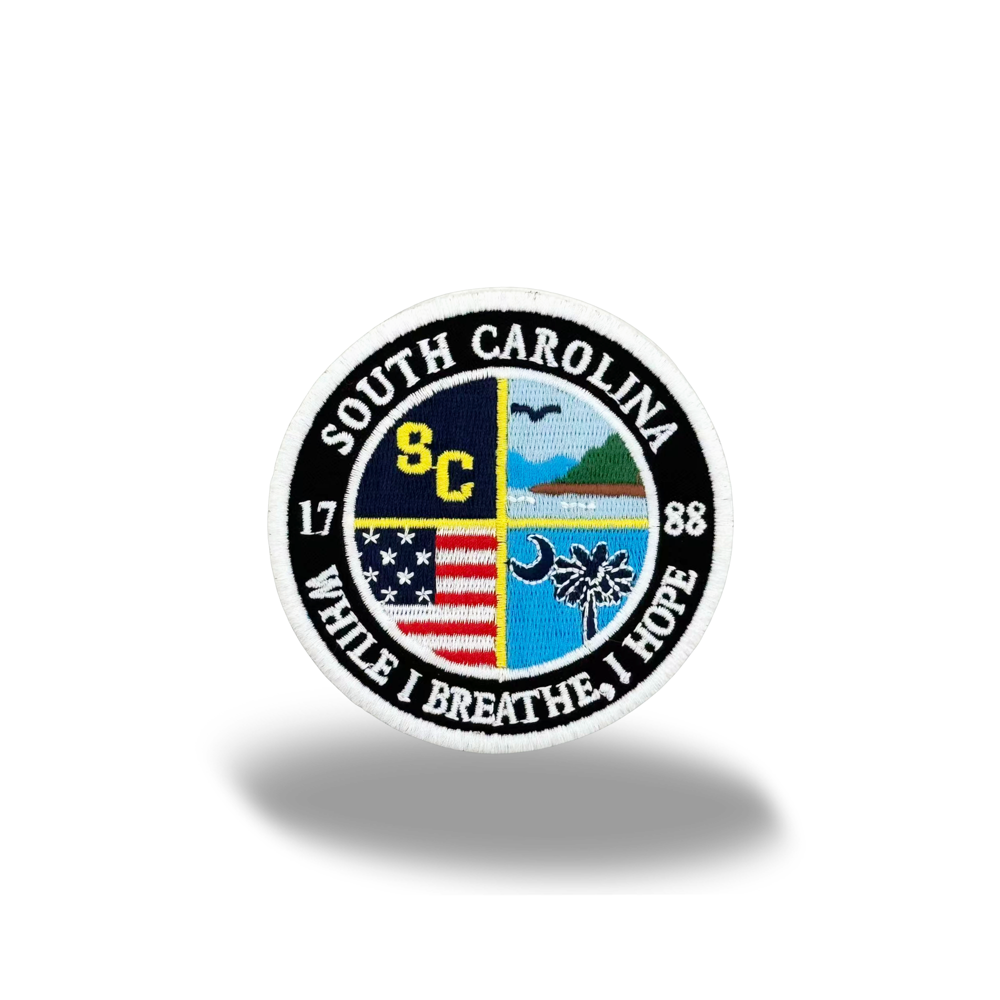 South Carolina State Embroidered Patch Coastal Palmetto Vintage Travel Badge Iron-On